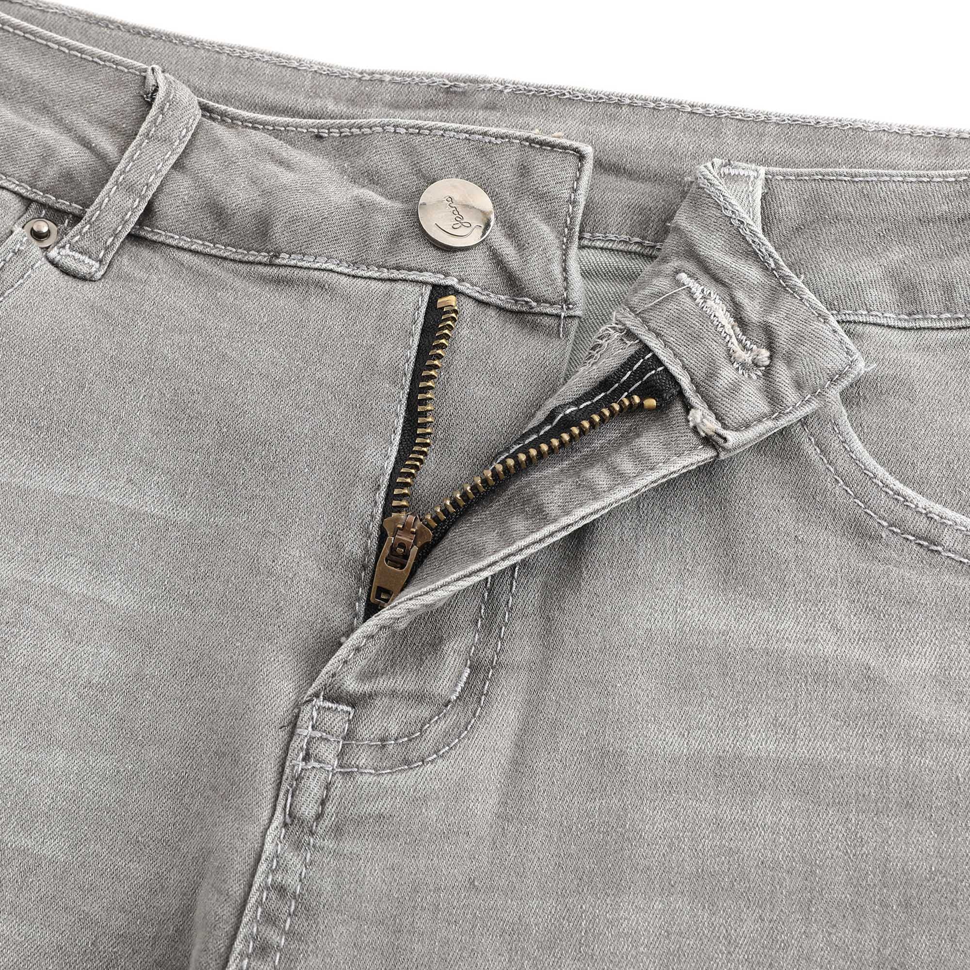 THUNDER STAR Women's Ripped Denim Shorts - Mid Rise Stretch Jeans with Frayed Raw Hem | Perfect for Summer Outfits, Casual Wear & Street Style Fashion
