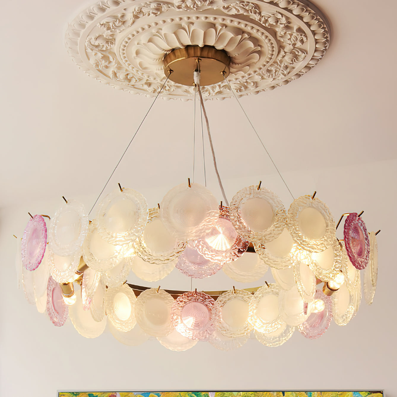 Round Rainbow Chandelier - Modern Crystal Ceiling Light Fixture for Dining Room, Bedroom & Living Room Decor