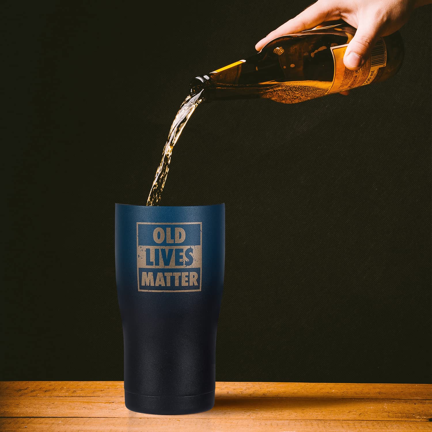 Old Lives Matter Funny Tumbler - 20oz Insulated Stainless Steel Vacuum Cup - Humorous Retirement & Birthday Gift for Seniors - Perfect for Dad, Grandpa, Uncle - Keeps Drinks Hot/Cold 12+ Hours - Great for Office, Golf, Travel & Daily Use (Midnight Black)
