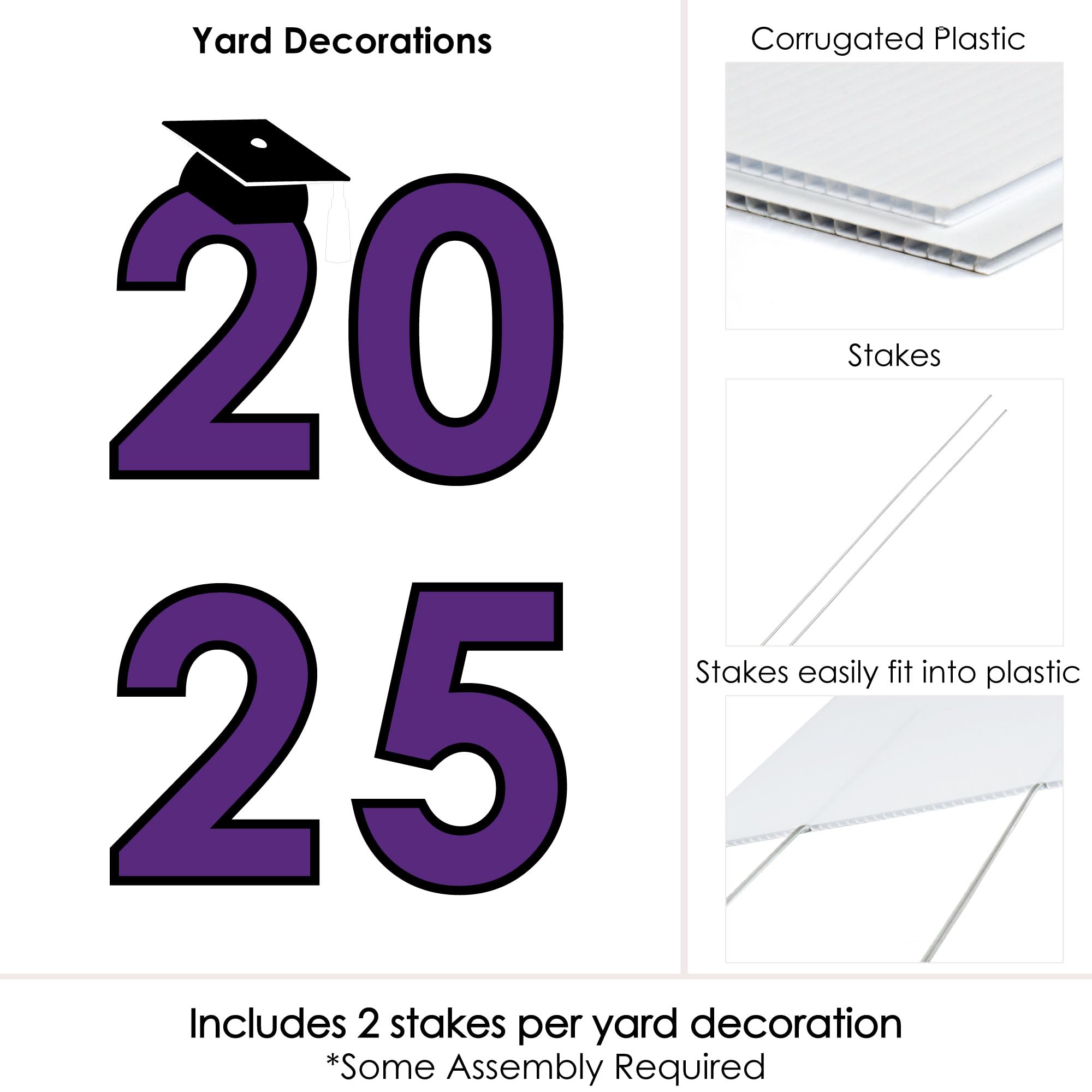 Big Dot of Happiness Purple 2025 Graduation Party Yard Signs - Durable Outdoor Lawn Decorations for High School & College Graduates - Perfect for Backyard Celebrations, Photo Backdrops & Commencement Decor