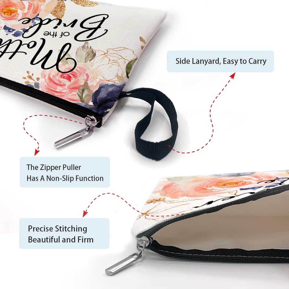 ZHANTUONE Elegant Mother of the Bride Cosmetic Bag - Perfect Wedding Party Gift Set for Engagement, Bridal Shower & Special Occasions | Floral Makeup Pouch for Travel & Daily Use