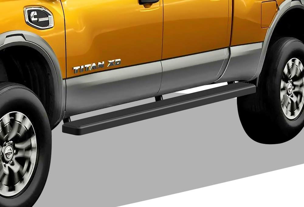 APS Running Boards for Nissan Titan 2004-2025 & Titan XD 2016-2025 | Black Powder Coated Nerf Bars Side Steps | 5in Wheel-to-Wheel Design | Crew Cab 6.5ft Bed (Excludes 2016 Titan) | Perfect for Off-Roading & Daily Use