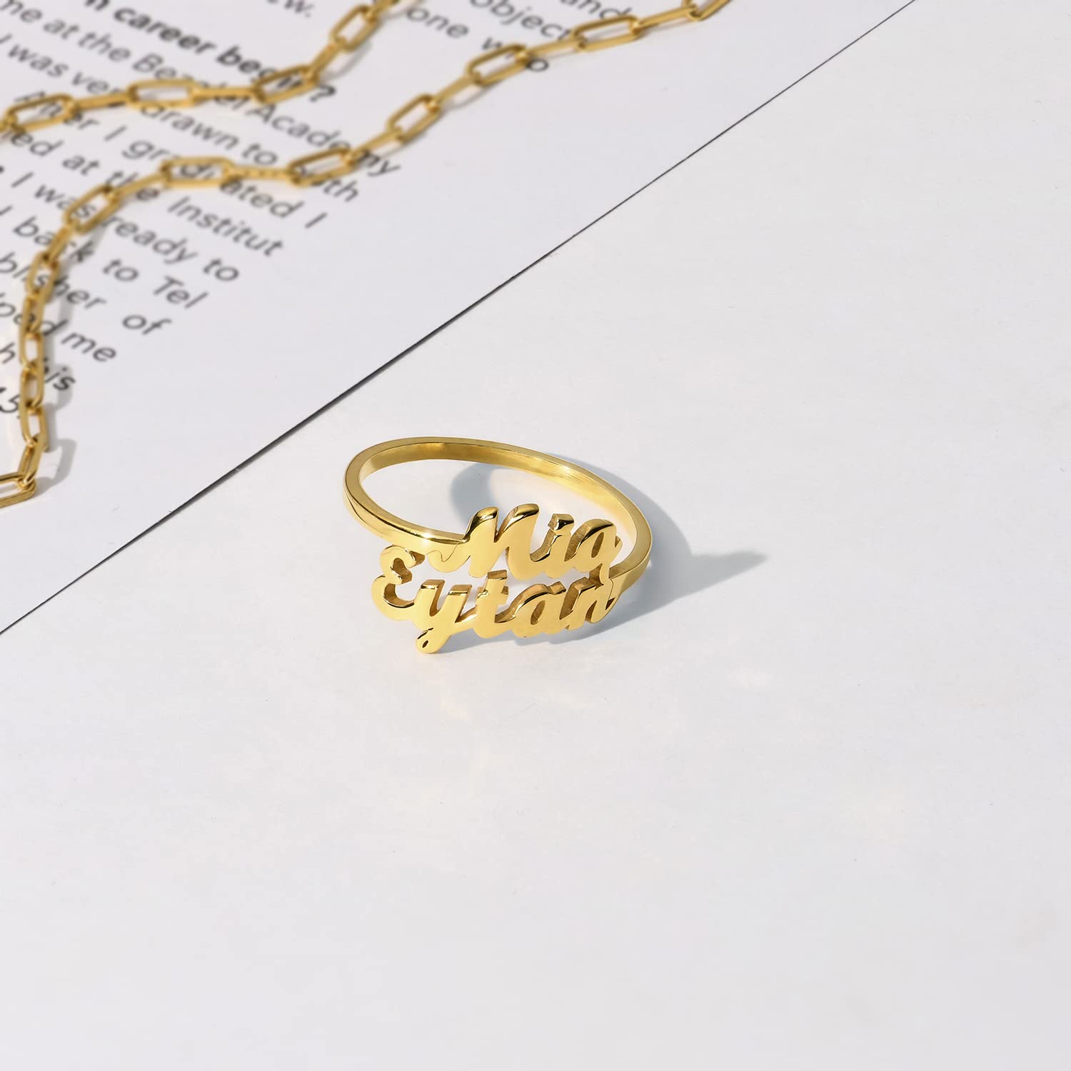 Oak & Luna Custom Name Rings - Personalized Couple Rings in Sterling Silver or Gold Plated - Engravable with 1-3 Names - Unique Jewelry Gift for Women, Wife, Mom - Perfect for Anniversaries, Weddings & Valentine's Day