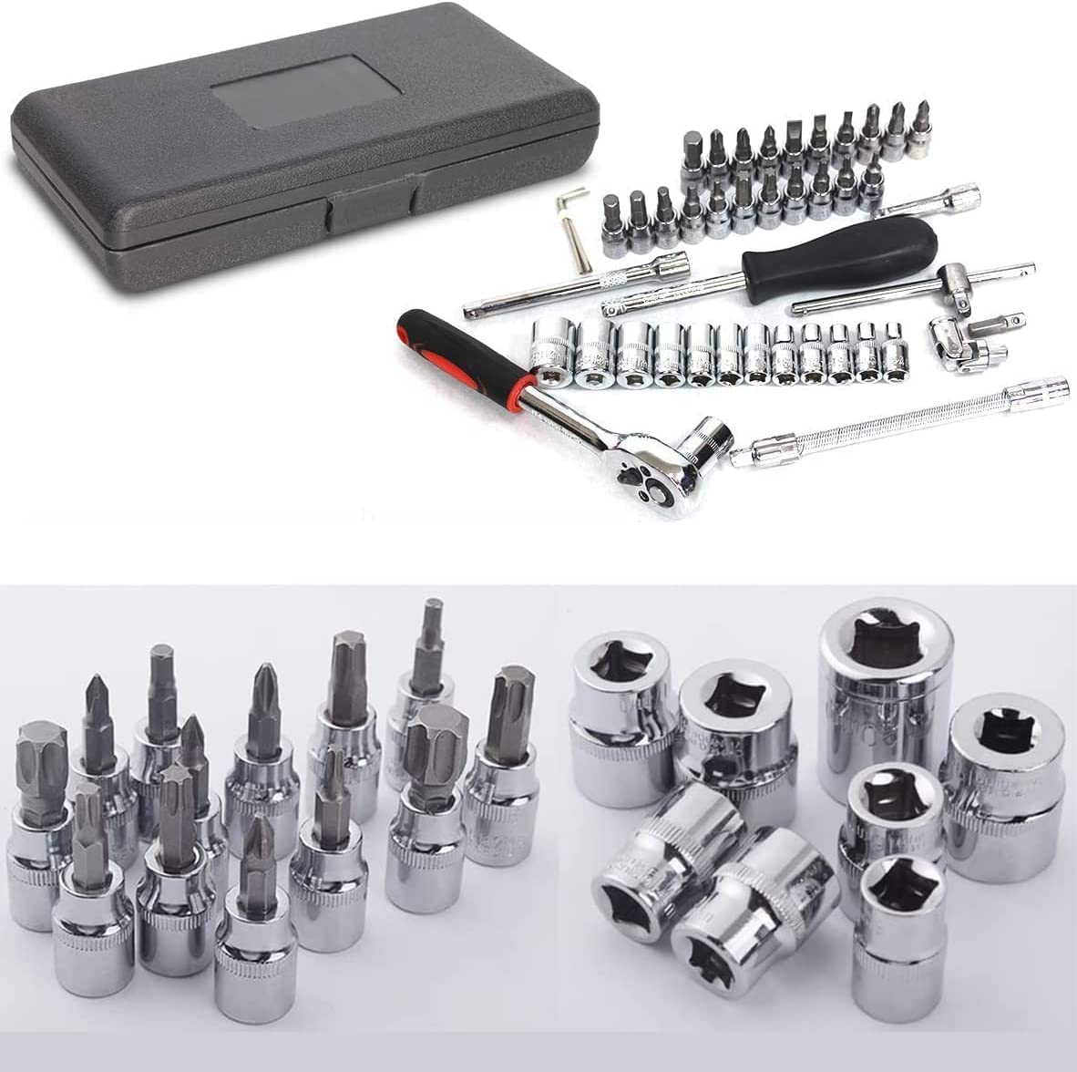 DIPDEY 46-in-1 Multi-Purpose Tool Kit with Screwdriver & Socket Set - Precision Hand Tools, Wrench Set & Combination Case - Perfect for Car Repairs, Home DIY & Professional Use
