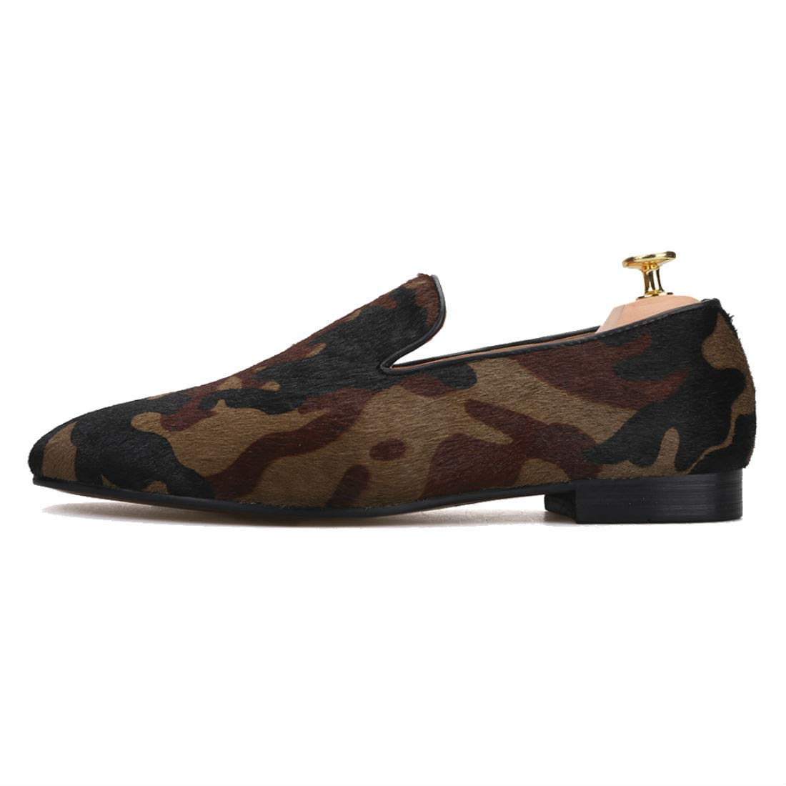 FERUCCI Men's Dark Brown Horse Hair Camouflage Loafers - Comfortable Casual Slip-On Shoes for Indoor & Outdoor Wear