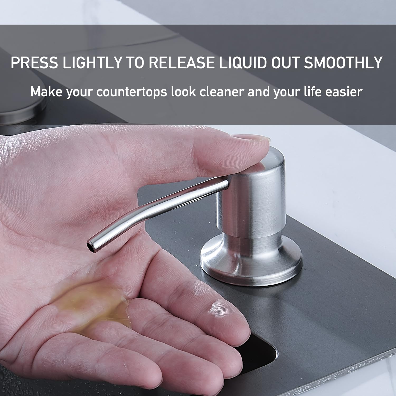 Brushed Nickel Pull Down Kitchen Faucet with Waterfall Sprayer & Soap Dispenser - Single Hole Stainless Steel Modern Single Handle Sink Faucet - Perfect for Home Kitchen, Restaurant, and Commercial Use