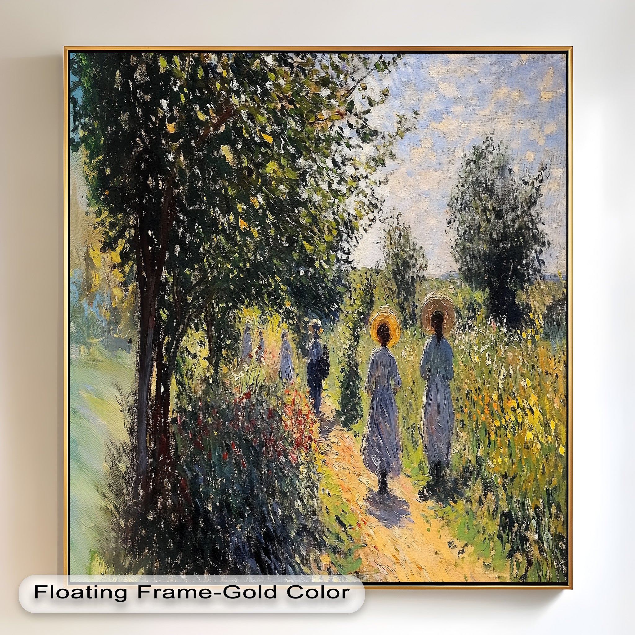 Afternoon Stroll - Sun Dappled Garden Walk Oil Painting Wall Art - Hand Painted Landscape Canvas for Living Room, Bedroom Decor - Perfect Gift for Home & Office