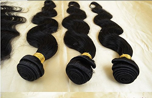 DaJun Hair 8A 3-Way Part Lace Closure with 3 Bundles Cambodian Virgin Remy Human Hair - Body Wave Natural Color (14