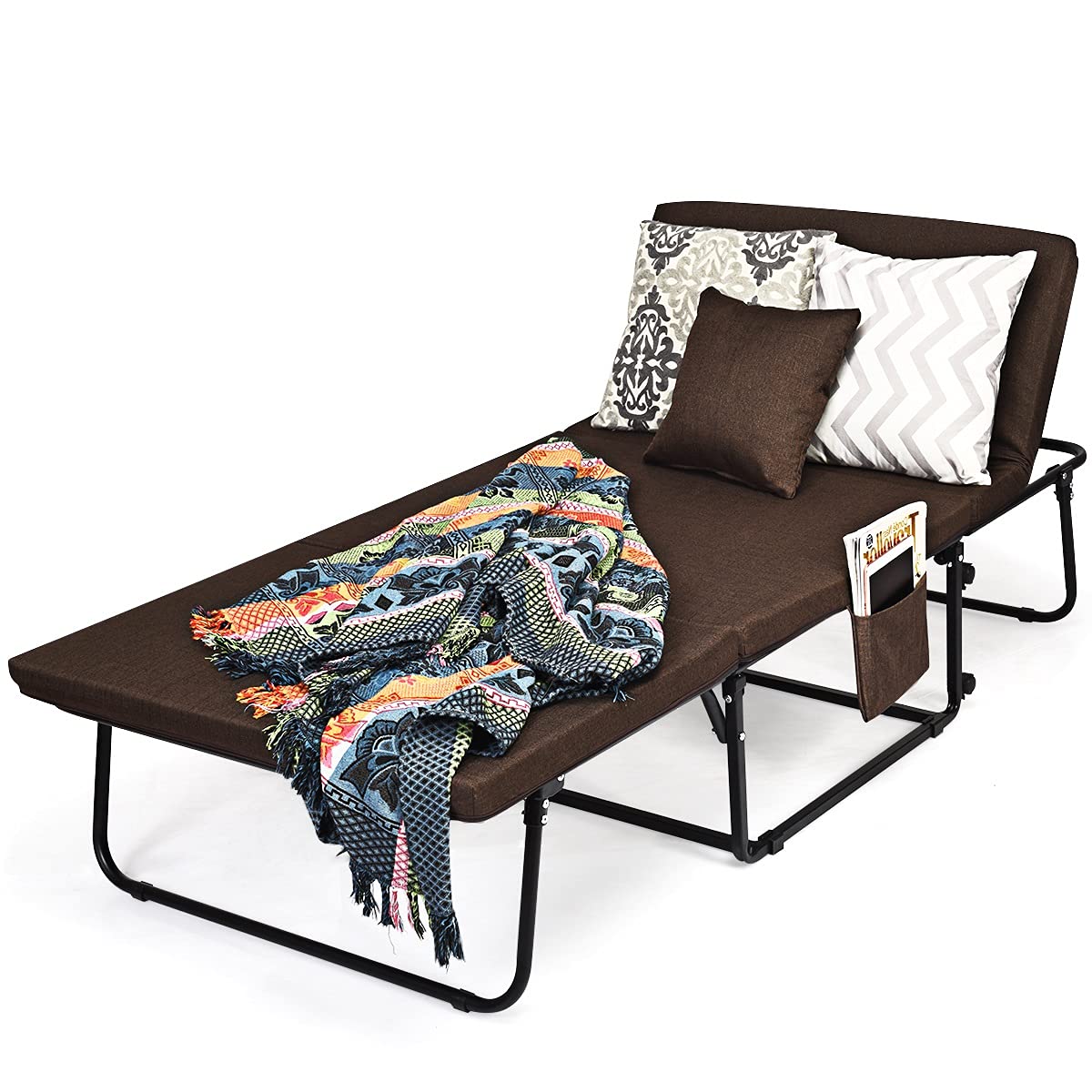 Julimoon Portable Folding Sleeper Bed - 3-in-1 Convertible Sofa Bed with Thick Foam Mattress, 4 Lockable Wheels & 6 Adjustable Positions for Small Spaces | Perfect for Guest Room, Office Nap or Studio Apartment Living