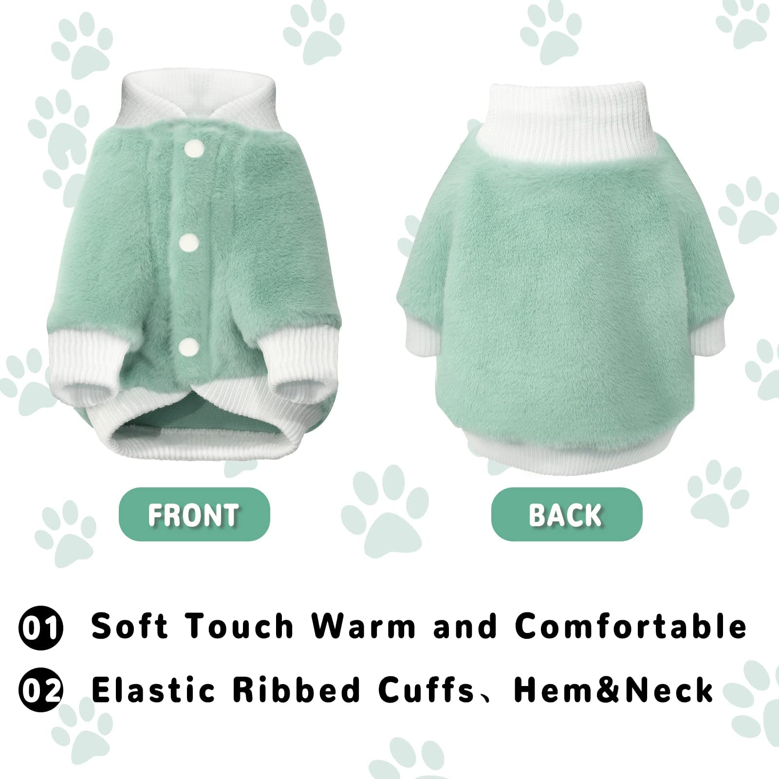 Demigreat Winter Warm Plush Small Dog Sweater Coat with Buttons - Soft Puppy Clothes for Cold Weather - Cozy Outfit for Small Dogs & Cats (Boys & Girls) - Perfect for Outdoor Walks, Indoor Lounging & Holiday Photos