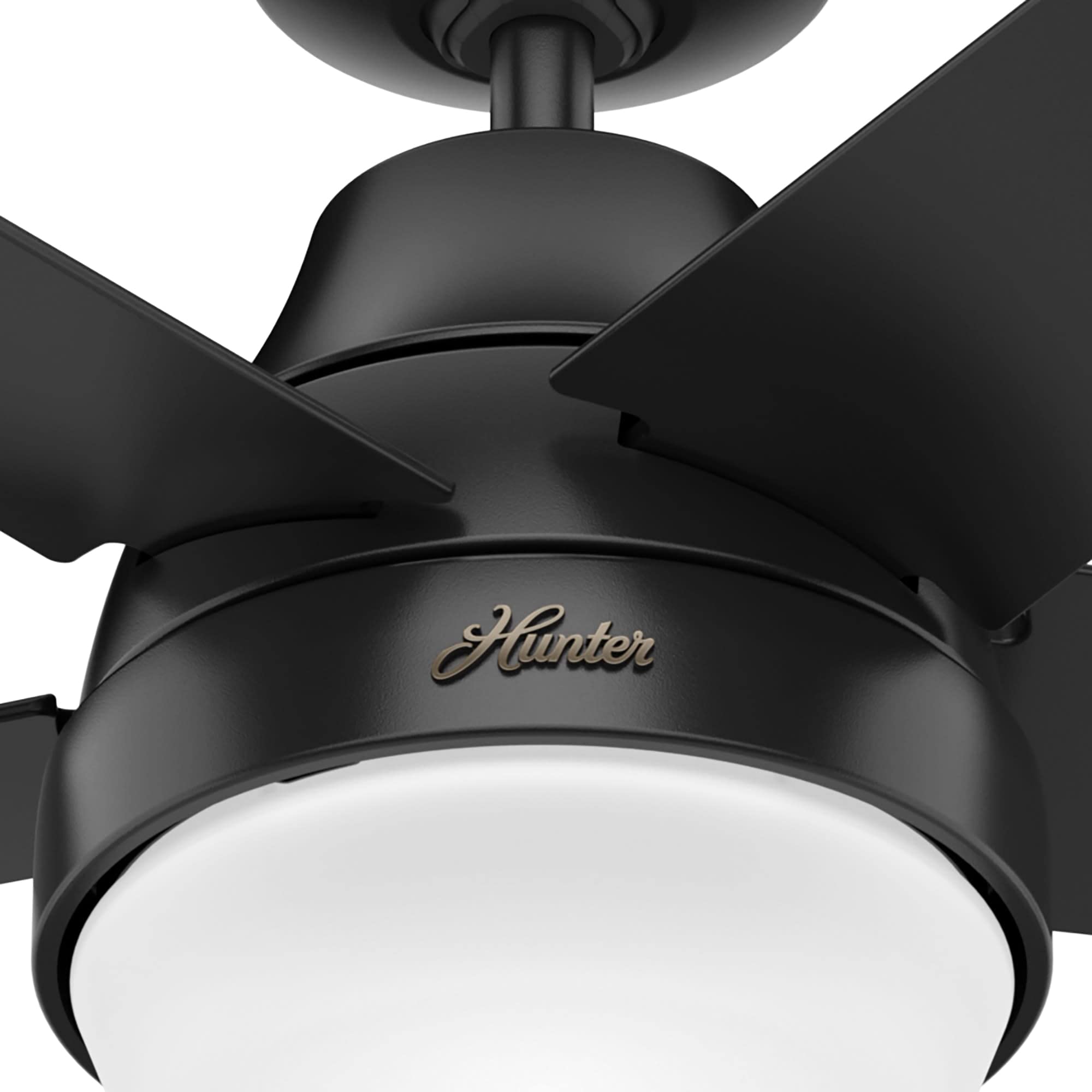 Hunter Aerodyne 52 Inch Ceiling Fan with LED Light and Remote Control, Matte Black Finish - Perfect for Living Room, Bedroom, and Outdoor Patio Cooling