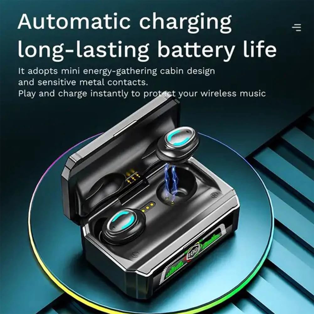 Rordigo Wireless Bluetooth Earbuds with Clock Display, Noise Cancelling, Low Latency for Mobile Gaming & Computer Use - Perfect for Workouts, Commuting & Online Meetings