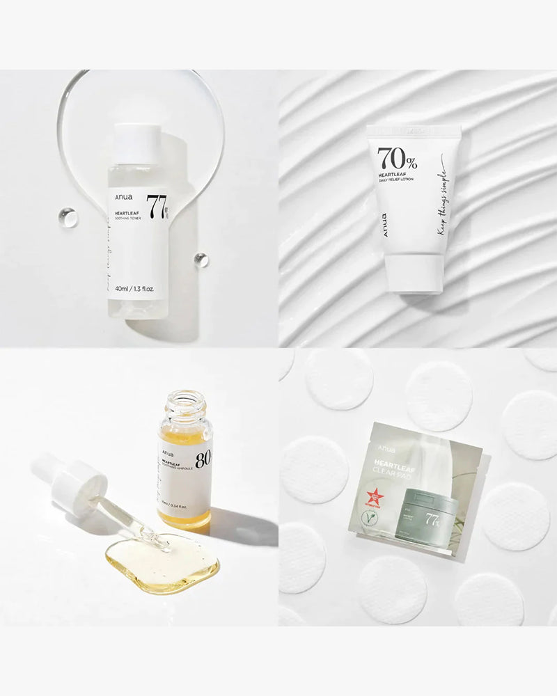 Anua Soothing Trial Kit - Korean Skincare Set for Sensitive Skin | Hydrating & Calming Face Care Routine | Perfect for Travel & Daily Use