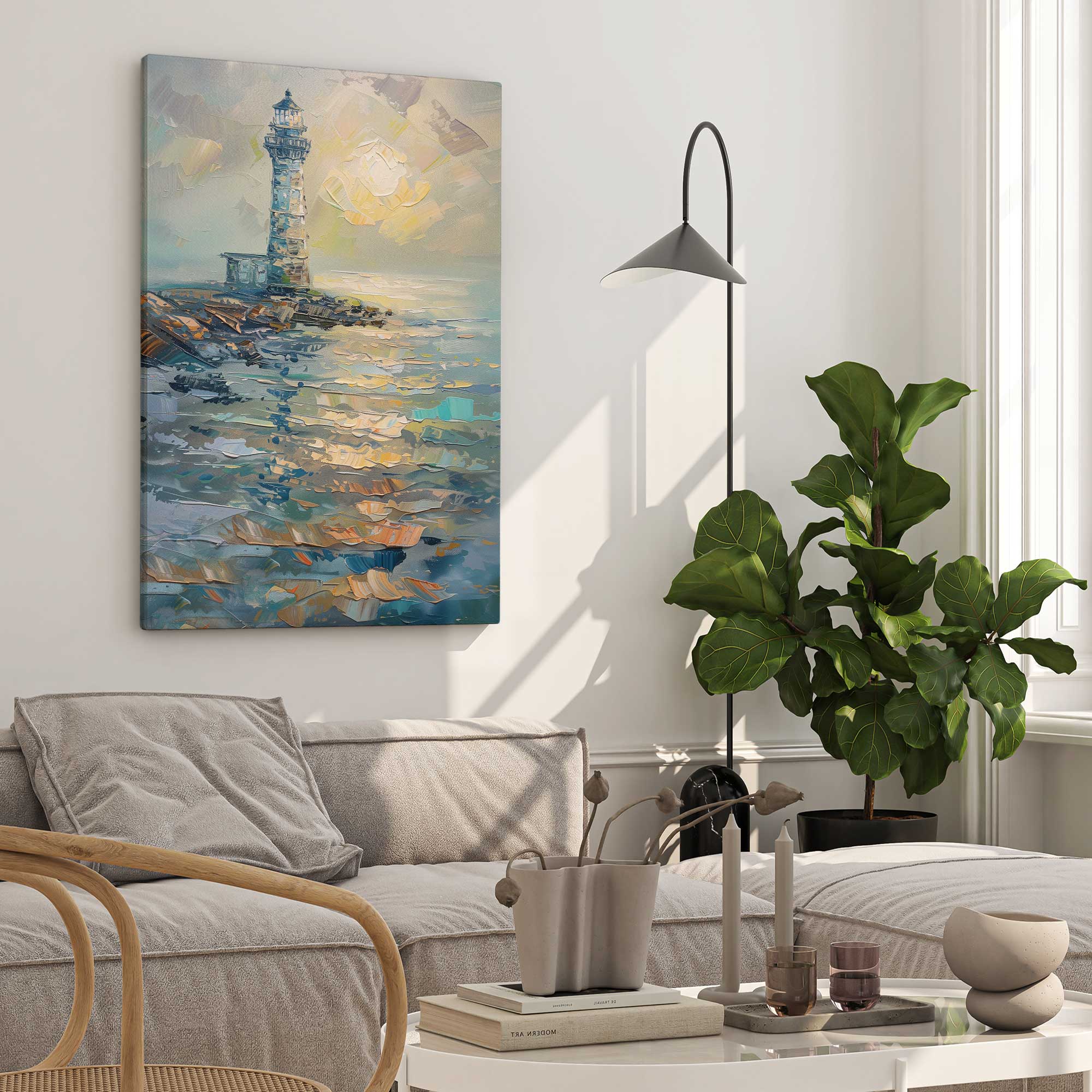 Harbor Glow v2 Canvas Wall Art Print - Coastal Home Decor for Living Room, Bedroom & Office