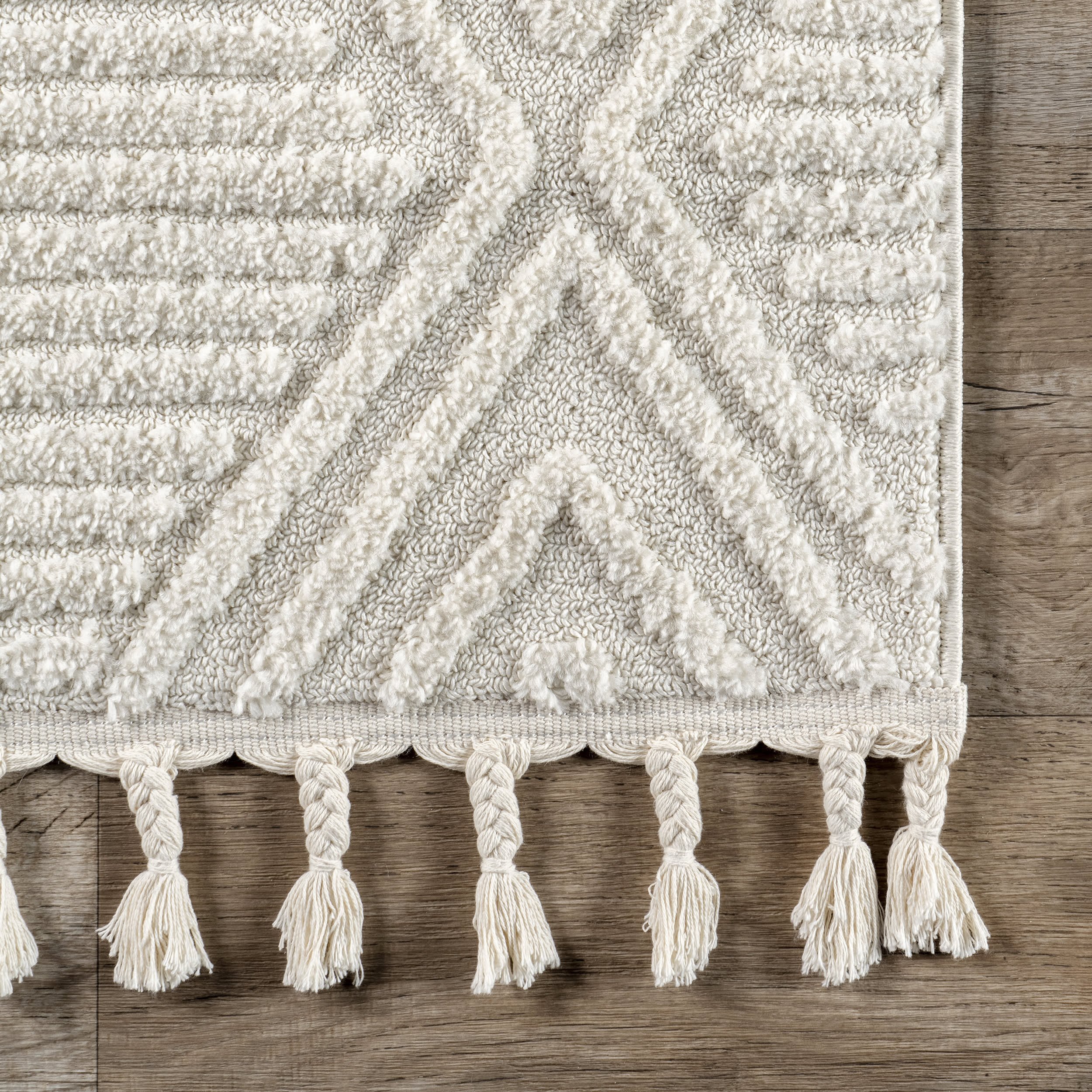 Balboa Textured Tile Rug - Ivory Non-Slip Area Rug for Living Room, Bedroom, Kitchen | Soft & Durable Home Decor for Indoor Use