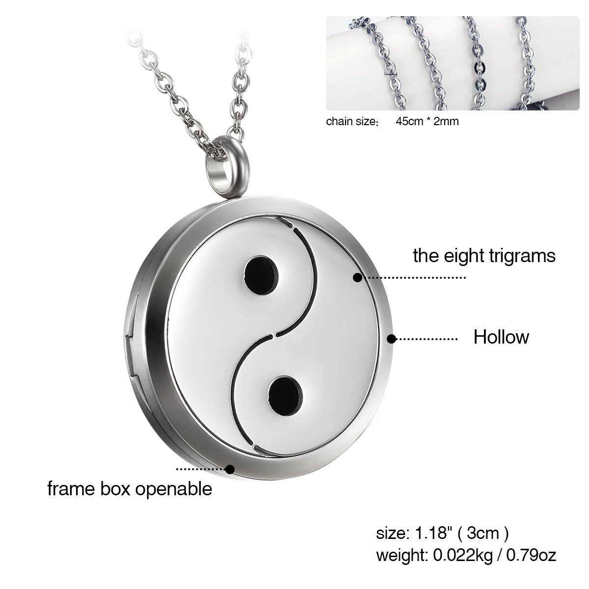 OIDEA Hollow Essential Oil Diffuser Locket Pendant for Men & Women - 6 Color Pads & 8 Washable Patterns - Aromatherapy Jewelry for Stress Relief, Meditation & Daily Wear