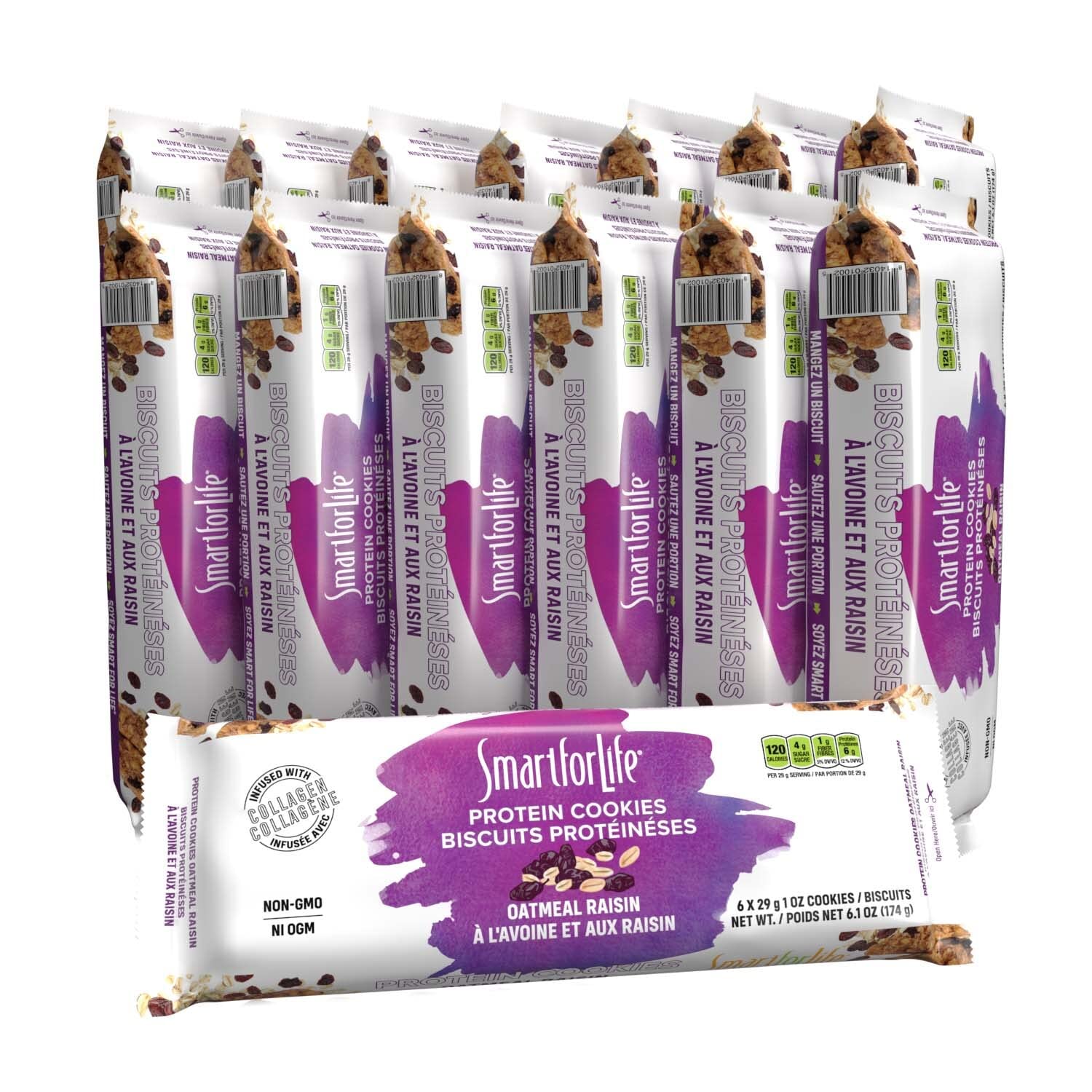 Smart for Life Oatmeal Raisin Protein Cookies - High Protein, Low Sugar, Low Calorie, High Fiber Diet Snacks - 2 Weeks Supply Meal Replacement - Perfect for Weight Loss, Keto Diet & On-the-Go Nutrition - Healthy Breakfast or Post-Workout Snack