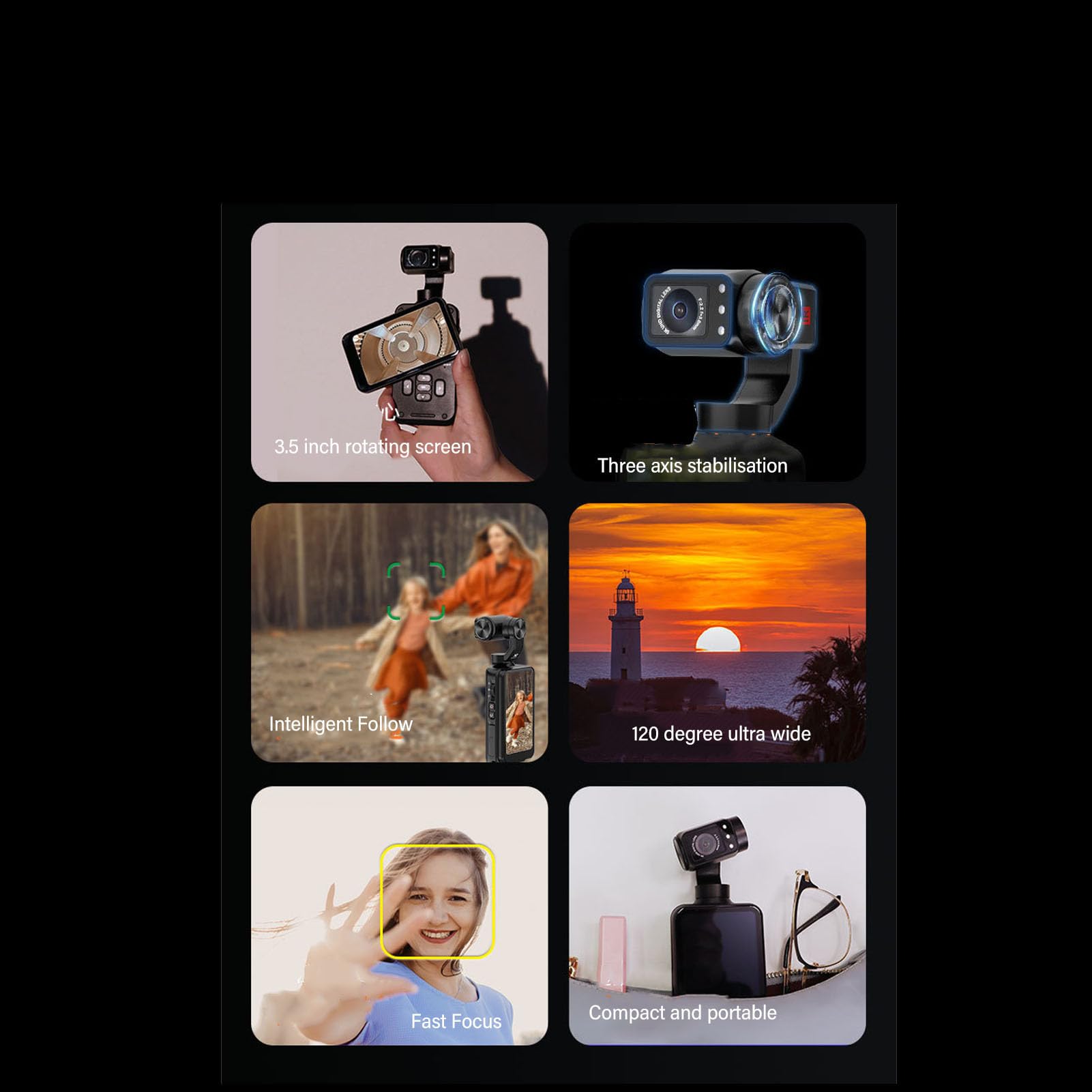 XUMIUZIY 48MP UHD 5K/30fps Pocket Video Camera with 3.5