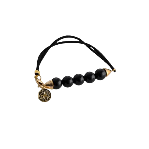 Barse Rockin' Leather and Stone Bracelet - Black Onyx Beaded Bracelet for Men & Women | Stylish Handmade Leather Wrap Bracelet for Casual Wear, Gifts & Boho Fashion
