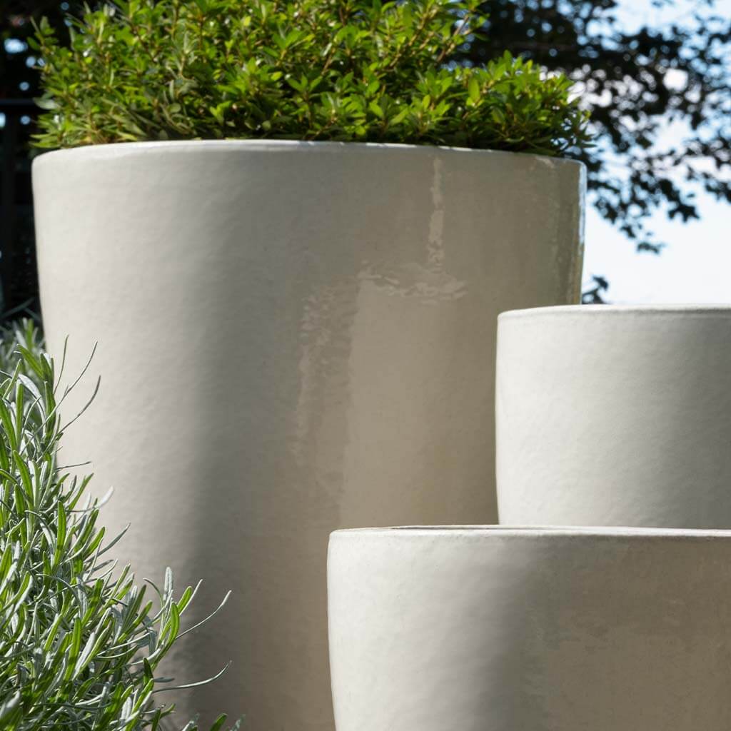 Campania International Marta Planter Set of 3 - Cream Ceramic Flower Pots for Indoor Plants, Succulents & Home Decor | Perfect for Living Room, Patio & Garden Decorations
