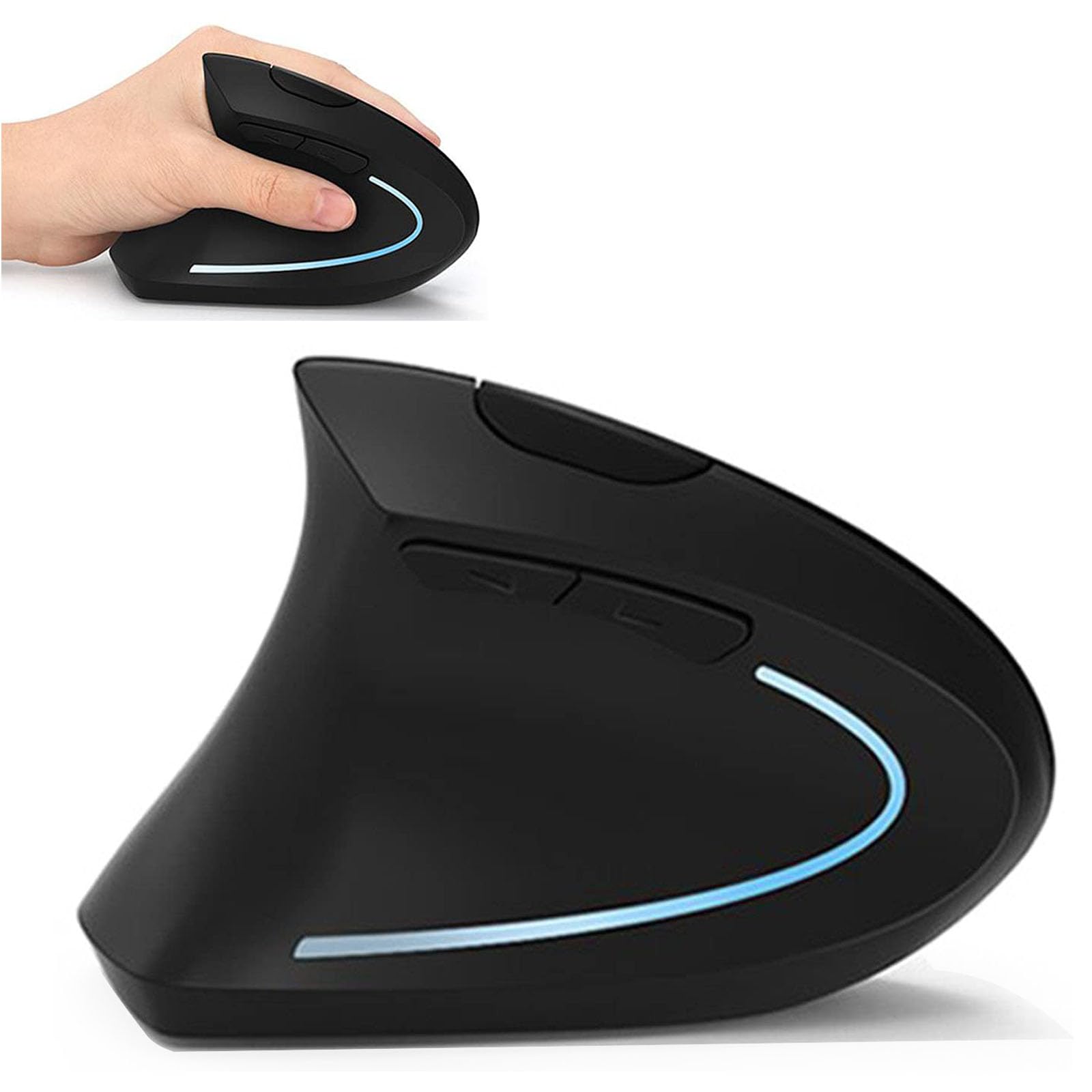 Lekvey Left Handed Mouse - Wireless 2.4GHz Ergonomic Vertical Mouse for Left-Handed Users, USB Receiver, Silent Click, Black | Perfect for Office Work, Gaming & Reducing Wrist Pain