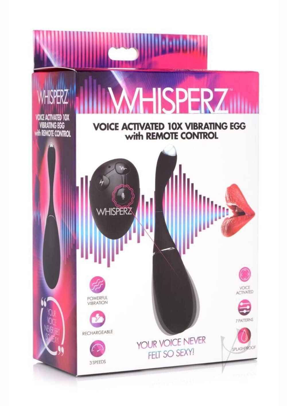 Whisperz Voice Activated 10X Vibrating Egg with Remote Control - Powerful Rechargeable Adult Toy for Couples & Solo Play - Perfect for Bedroom Fun & Long Distance Relationships