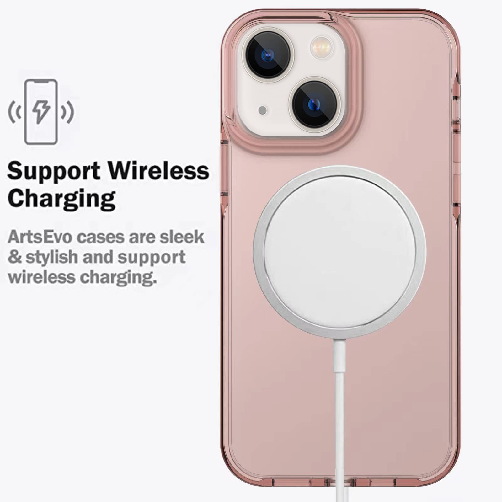 ArtsEvo Shockproof iPhone 14 Case & iPhone 13 Case - 6.6ft Drop Protection, Full Body Protection with Screen & Camera Cover - Cherry Pink | Perfect for Outdoor Activities, Travel & Daily Use