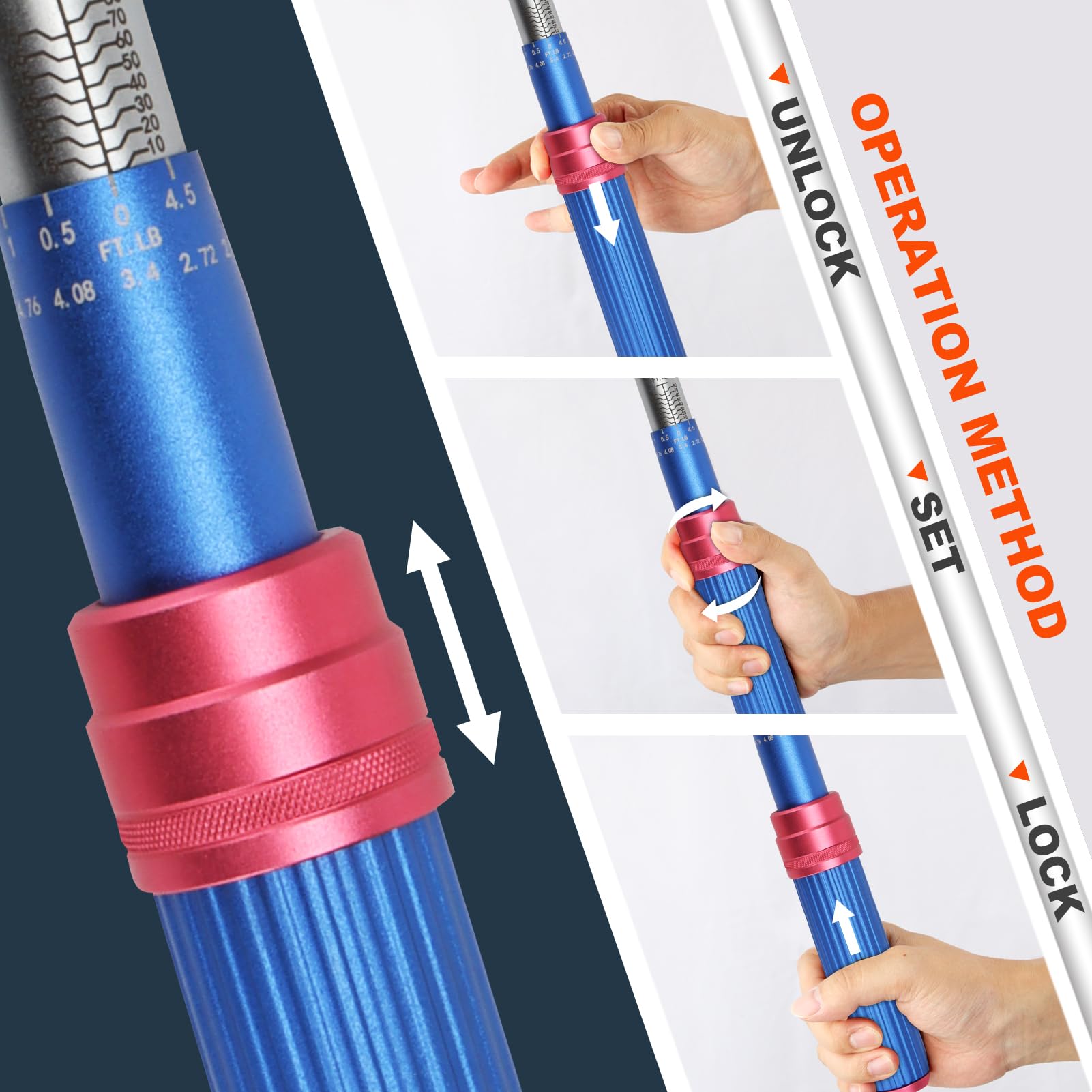 3/8 Inch Drive Click Torque Wrench Set - 13 Piece Dual-Direction Adjustable Torque Wrench (10-80 Ft-Lb / 13.6-108.5 Nm) with 72-Tooth Gear - Perfect for Bicycle, Motorcycle, Car & DIY Automotive Maintenance