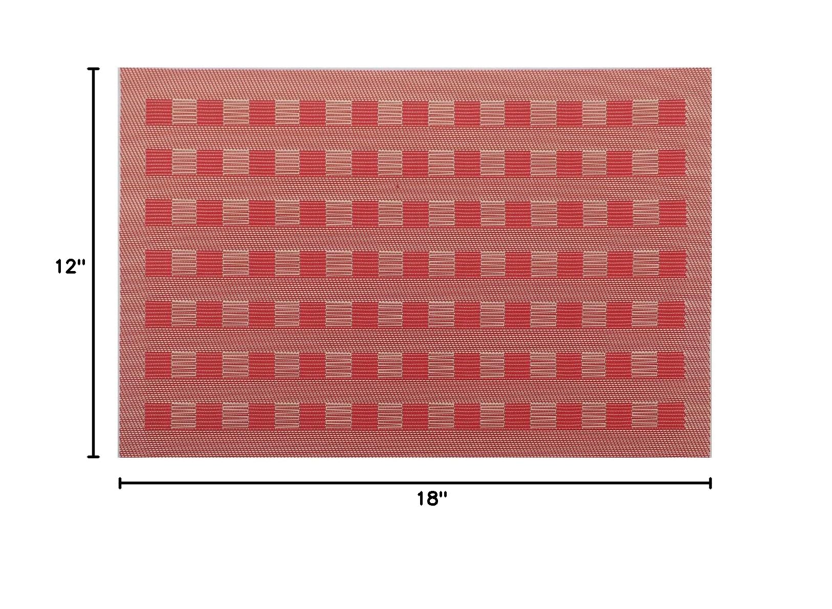 Gugrida PVC Woven Vinyl Placemats Set of 6 - Waterproof & Durable Table Mats for Dining, Kitchen, or Outdoor Use (Red)