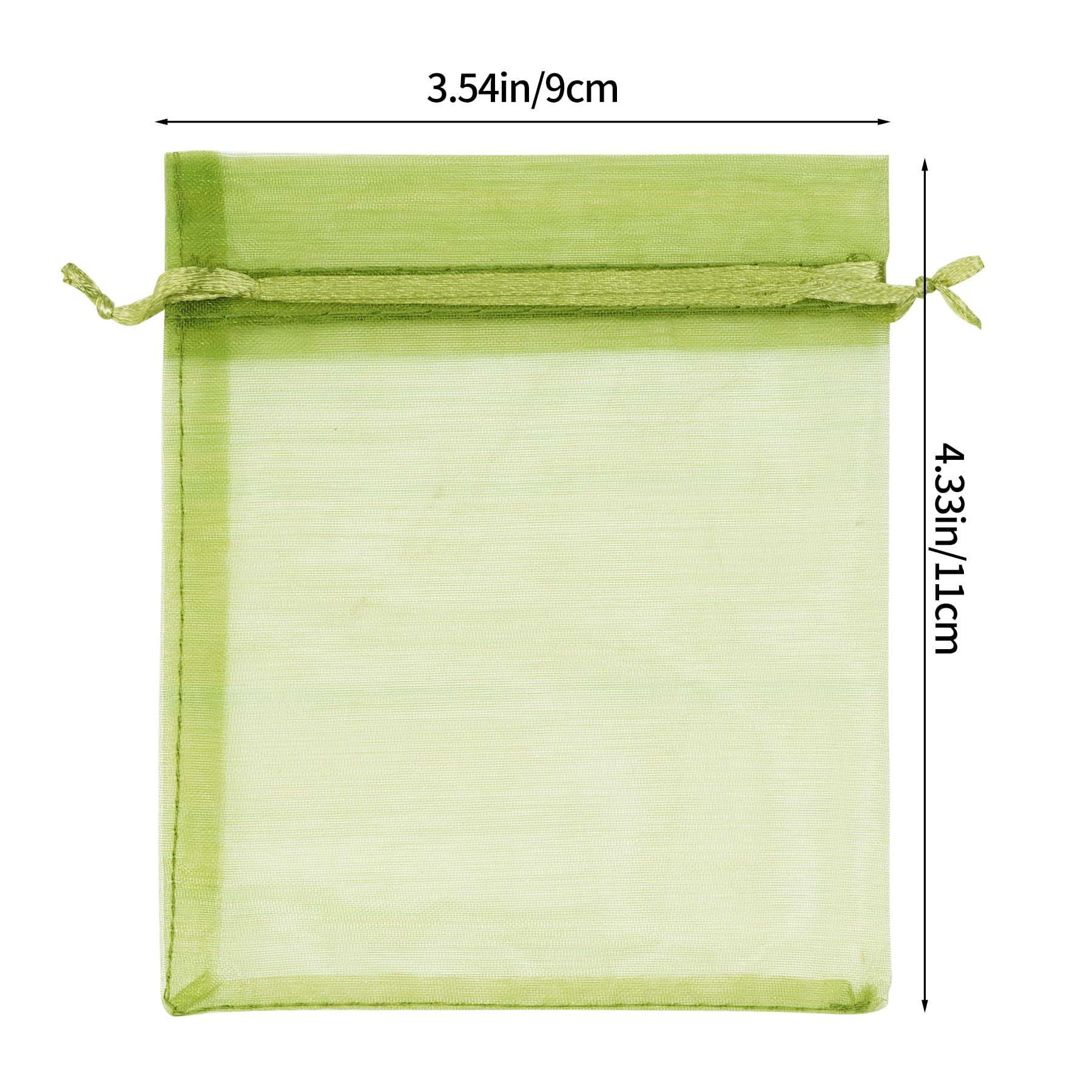 100pcs Olive Green Organza Bags 3.54