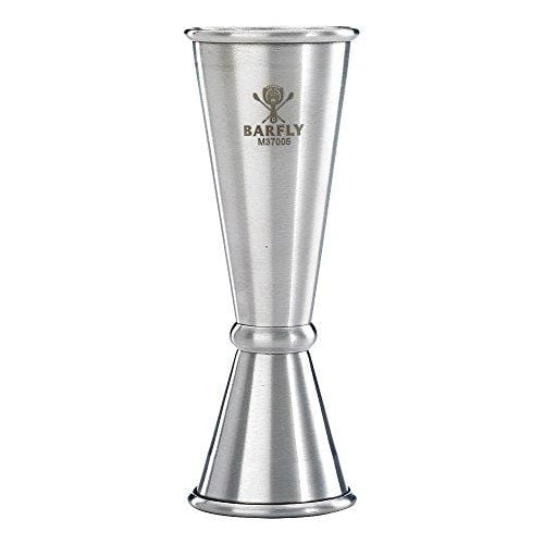 Barfly Japanese Style Jigger 1 oz x 2 oz - Stainless Steel Cocktail Measuring Cup for Bartenders - Perfect for Mixing Martinis, Margaritas and Craft Cocktails at Home Bars