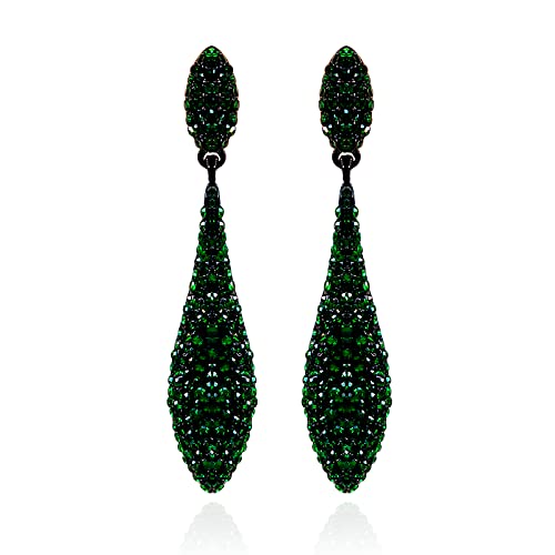 D1：green crystal bridal earrings