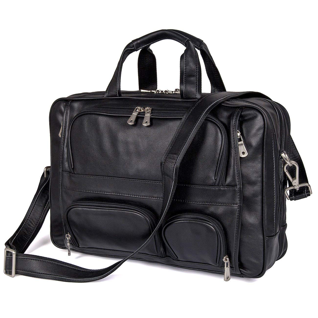 Augus Genuine Leather Business Travel Briefcase for Men - 15.6 Inch Laptop Bag & Professional Duffel Bag - Perfect for Business Trips, Office Commute and Executive Travel