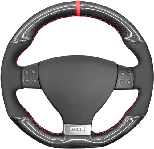 PU Carbon Fiber, Black Suede, Red Marker Thread