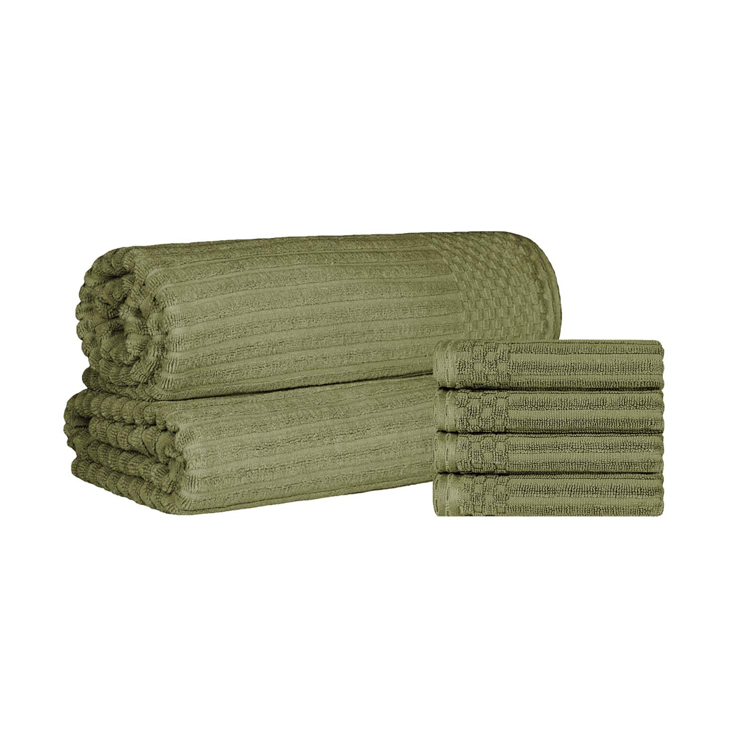 Premium Soho Ribbed Textured Cotton Hand Towels & Bath Sheets Set - Ultra Absorbent, Soft & Quick-Drying - Perfect for Bathroom, Spa, Gym & Guest Use