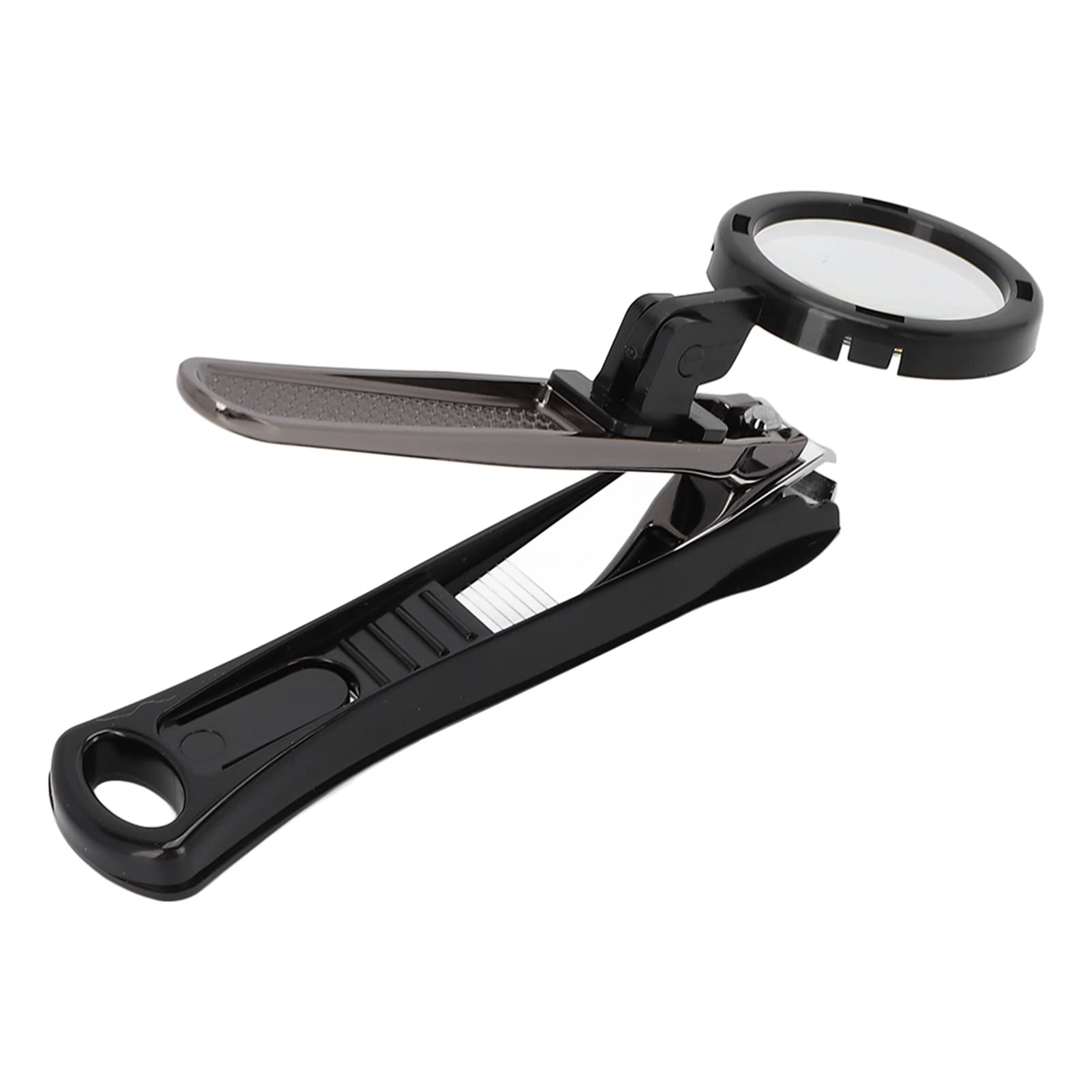 Premium Heavy Duty Nail Clipper Set with Magnifier - Professional Fingernail & Toenail Clippers for Seniors - Portable Nail Care Kit for Travel, Home Use, and Elderly Grooming Needs (Black)