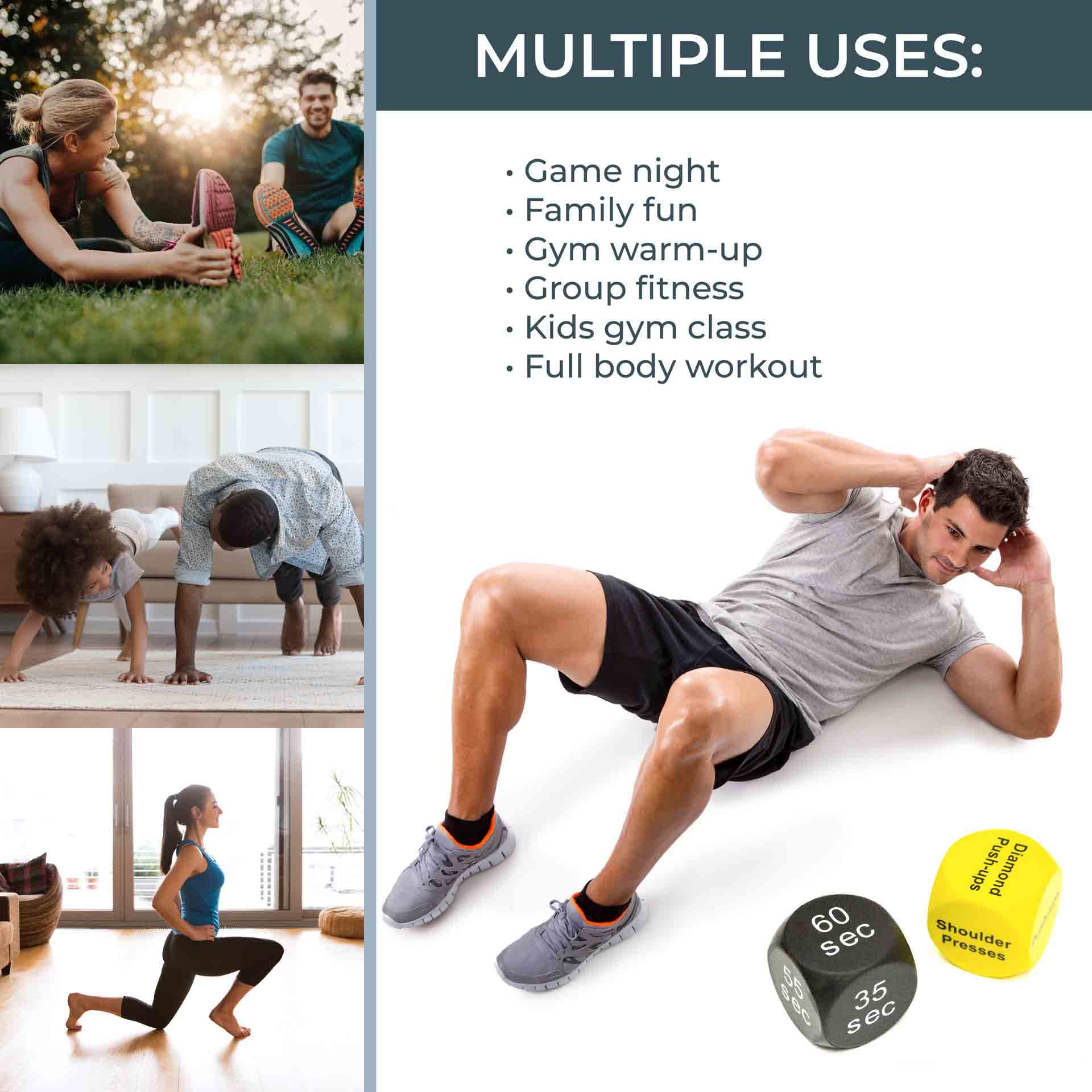 Beartooth Roll 6 Exercise Dice Set - Fun Workout Games for CrossFit, Gym & Home Fitness Training - Perfect for Physical Education Classes, Group Workouts & Family Fitness Activities