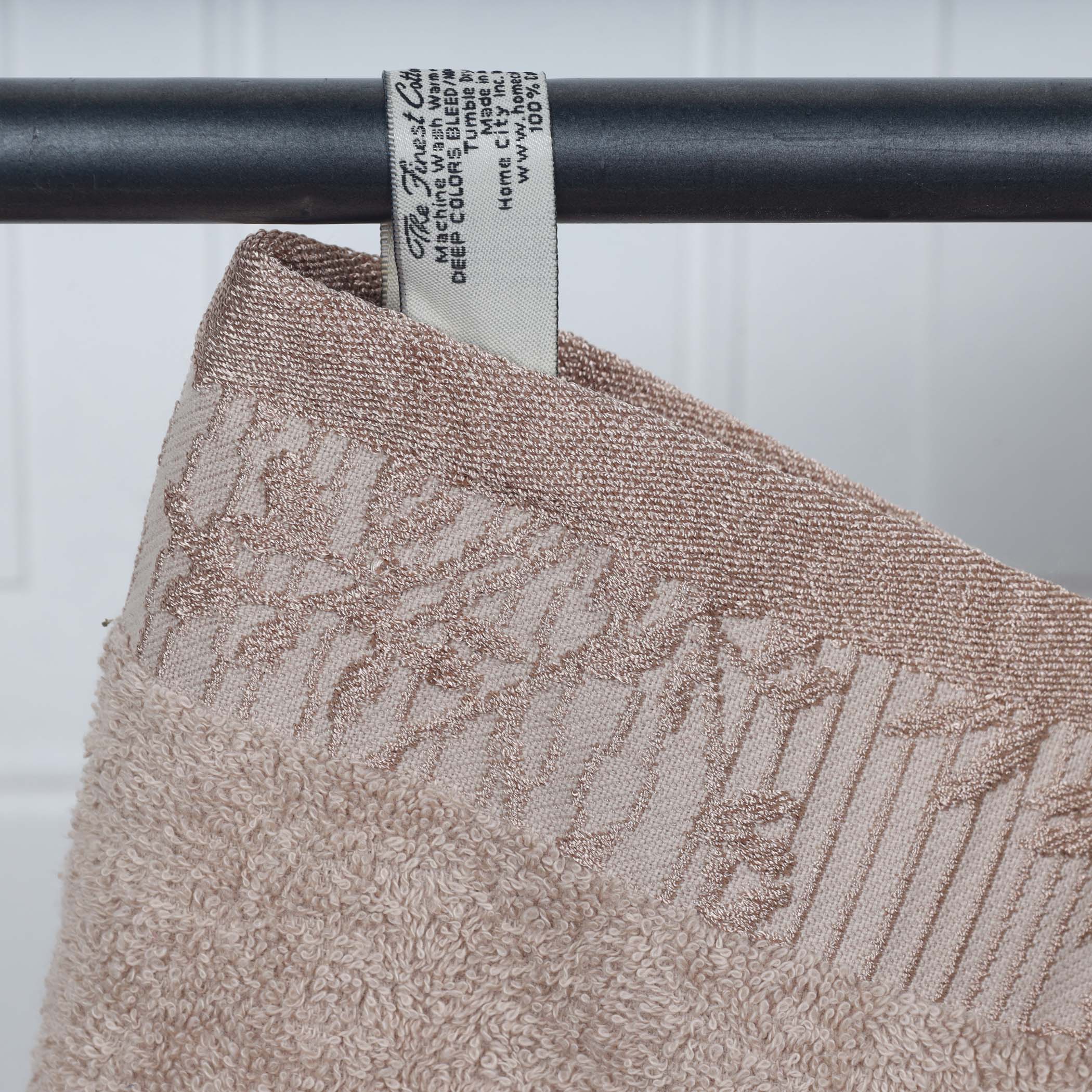 Premium Wisteria Cotton Floral Embroidered Jacquard Border Bath Towel Set of 2 - Soft Absorbent Luxury Towels for Spa, Bathroom & Guest Use