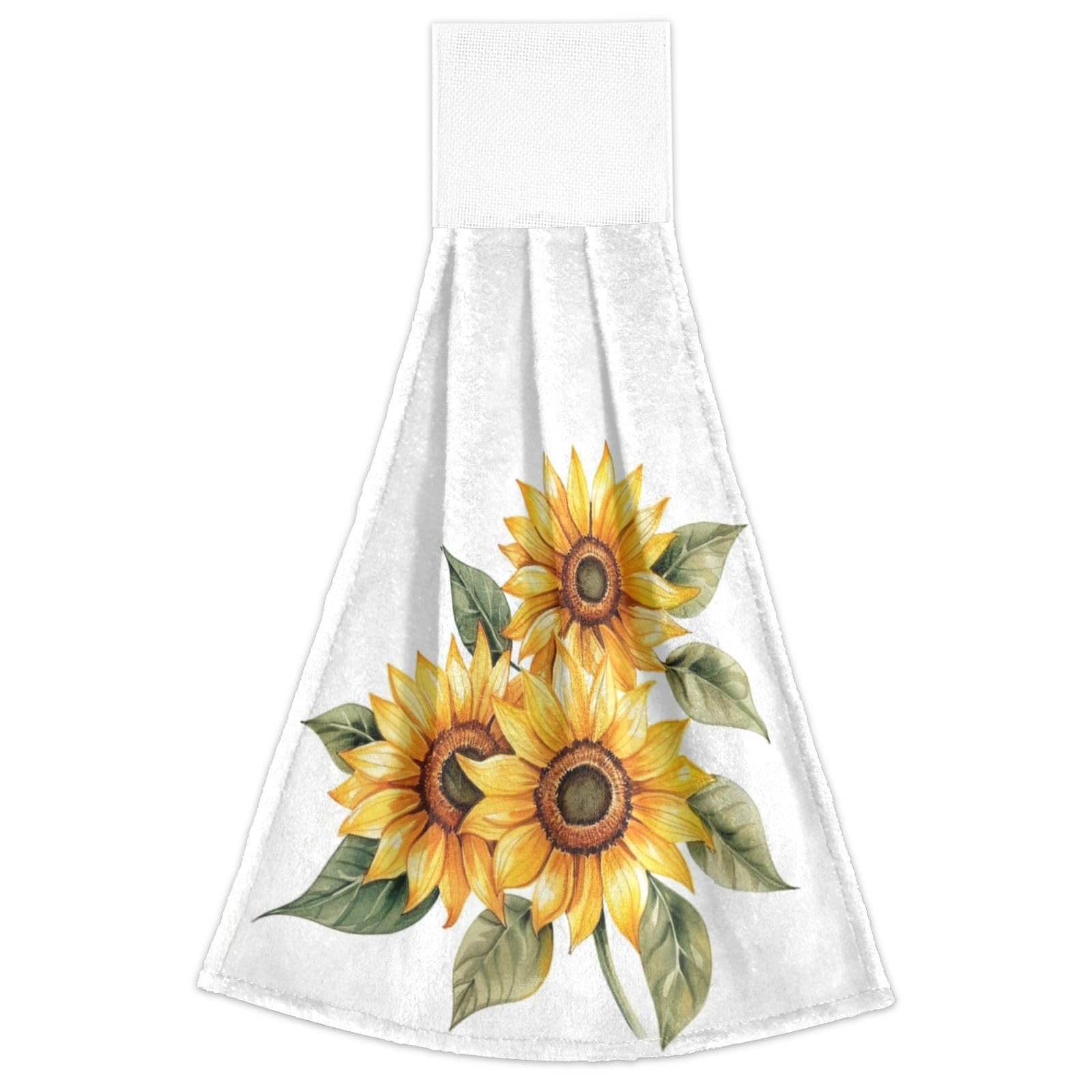 Boccsty Sunflower Hanging Kitchen Towels Set of 2 - Farmhouse Dish Cloths, Hand Towels for Kitchen & Bathroom - Spring Summer Fall Decor, Housewarming Gift, Tabletop & Home Decor - Perfect for Farmhouse, Rustic, and Country Style Kitchens