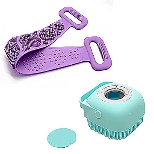 Aabhir TRADERS 2-Piece Bath Set - Soft Silicone Handle Body Brush & Exfoliating Loofah Scrubber for Men & Women - Gentle Skin Cleansing for Face & Body - Perfect for Shower & Spa Day Self-Care Routine