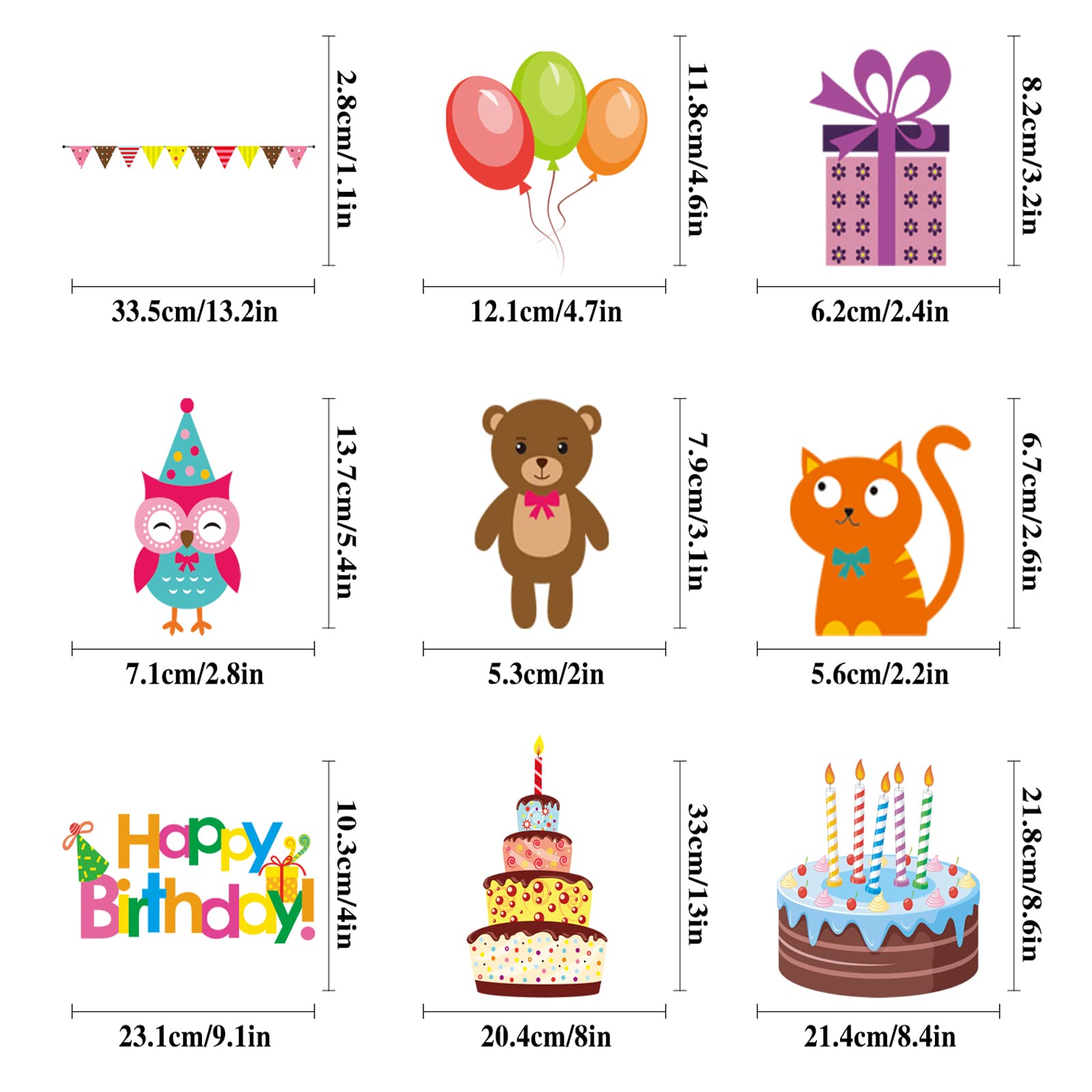 131Pcs Happy Birthday Window Clings - Birthday Party Decorations Stickers Set with Letters, Cake, Balloons & Banner - Unique 2024 Window Decals for Birthday Celebrations, Home & Office Party Decor