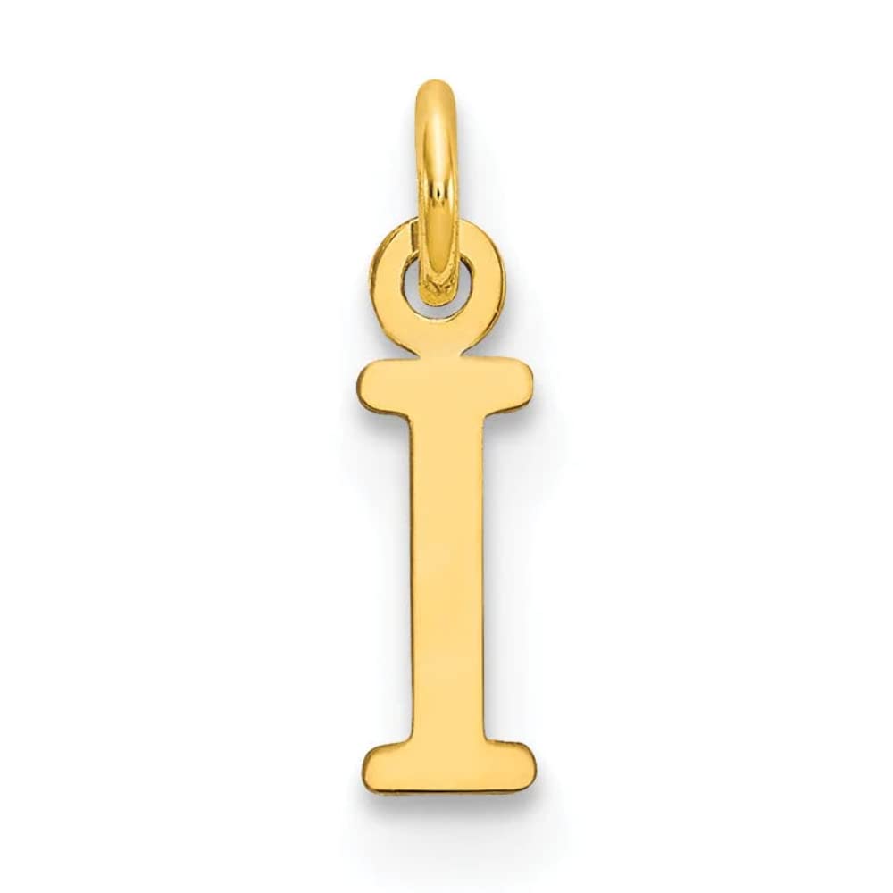 14K Yellow Gold Letter I Initial Charm Pendant - Elegant Cut-Out Design for Necklace, Perfect for Gifts, Birthdays & Personalized Jewelry