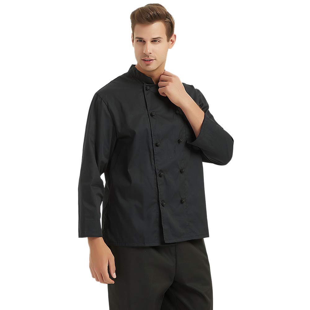TopTie Custom Long Sleeve Chef Coat - Personalized Embroidery or Heat Transfer - Unisex Professional Kitchen Uniform for Chefs & Culinary Students