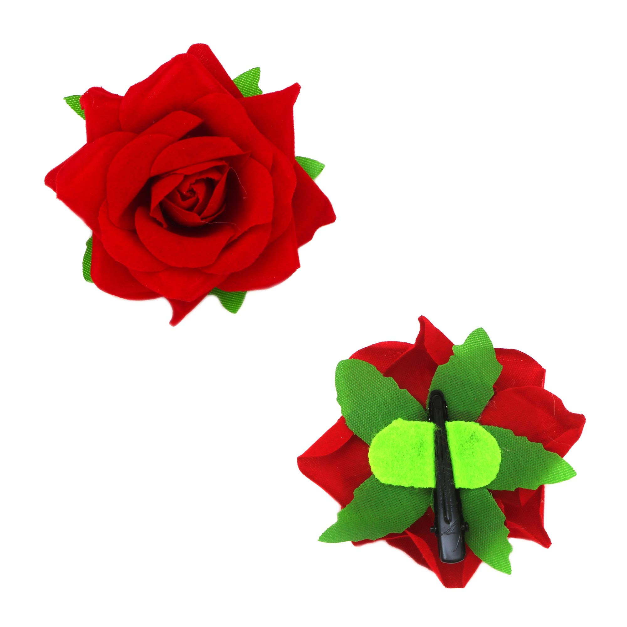 Rapidsflow® 4 Pcs Red Flower Hair Clips for Women & Girls - Elegant Hair Accessories for Parties, Weddings & Daily Styling
