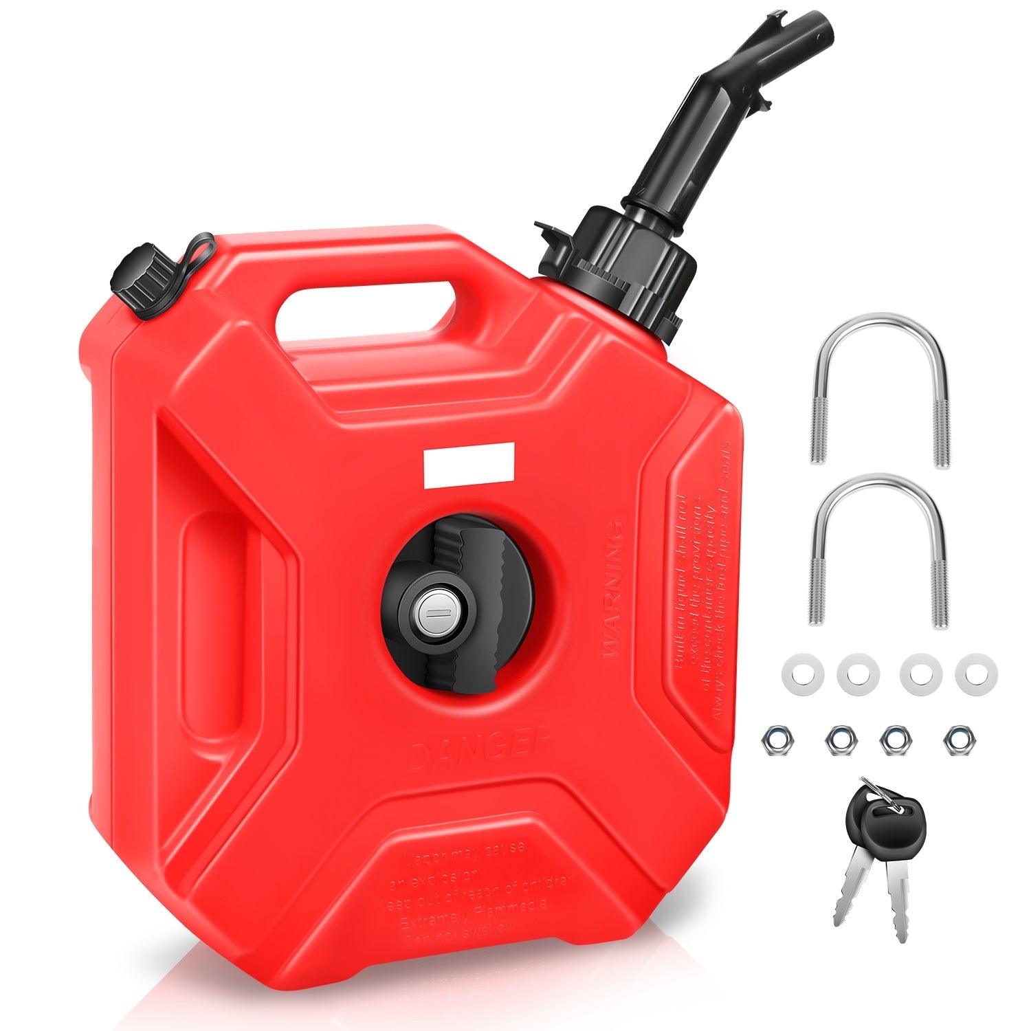 1.3 Gallon (5L) Portable Gas Can - Red Fuel Oil Tank with Spout 9.8