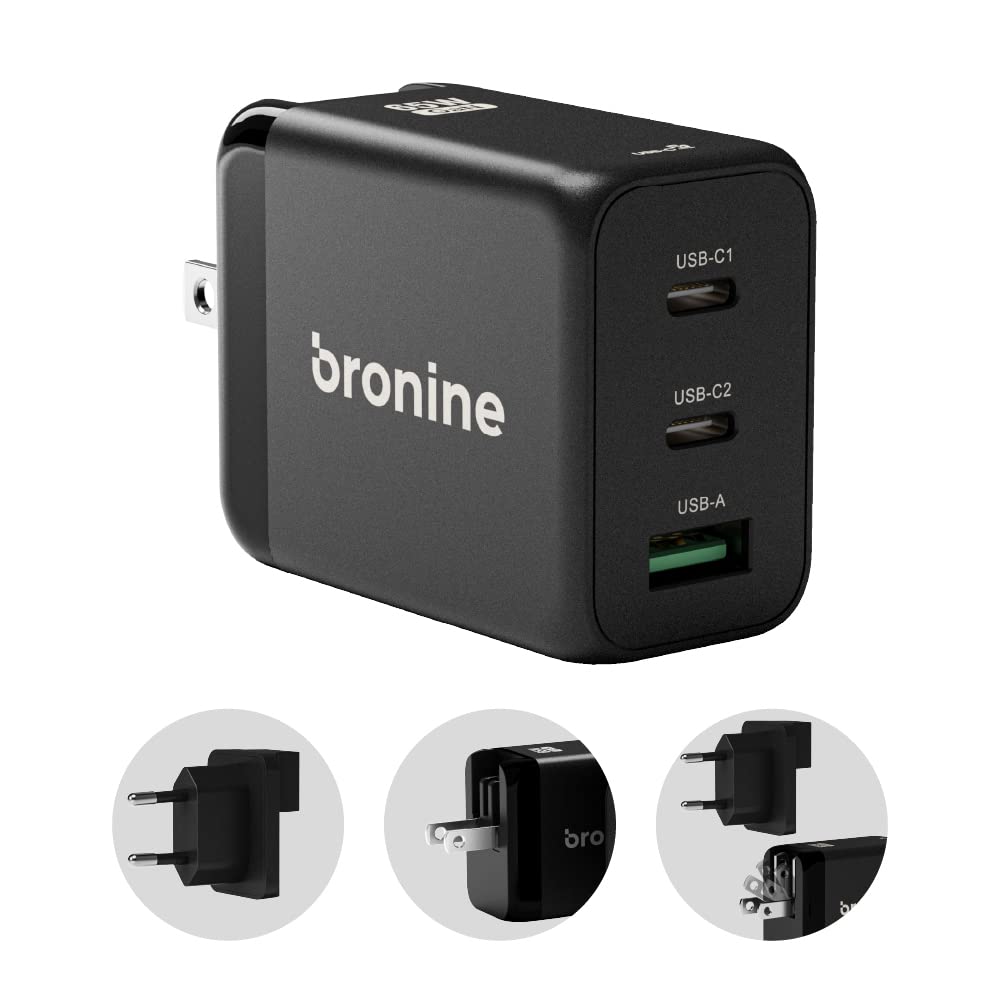 65W GaN 3-Port USB C Fast Charger with PD - Compact Wall Charger for MacBook Pro/Air, iPad, iPhone 13/12/11, Galaxy S22/Note 20 - Perfect for Travel, Office & Home Charging Multiple Devices Simultaneously