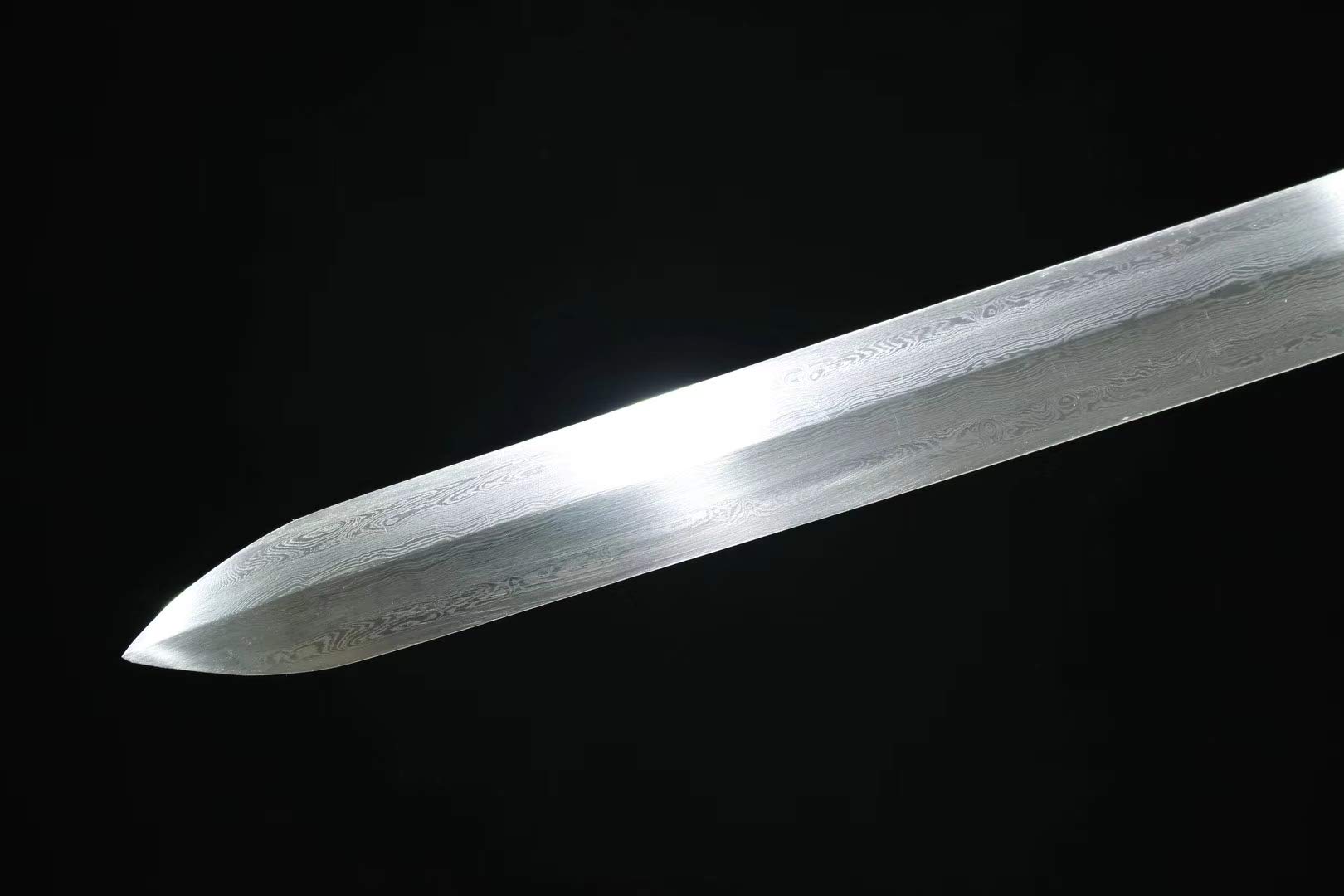 Hand-Forged Damascus Steel Peony Sword - Chinese Style Gift with Brass Fittings & Rosewood Handle (Full Tang) - Perfect for Martial Arts, Home Decor, and Collector's Display