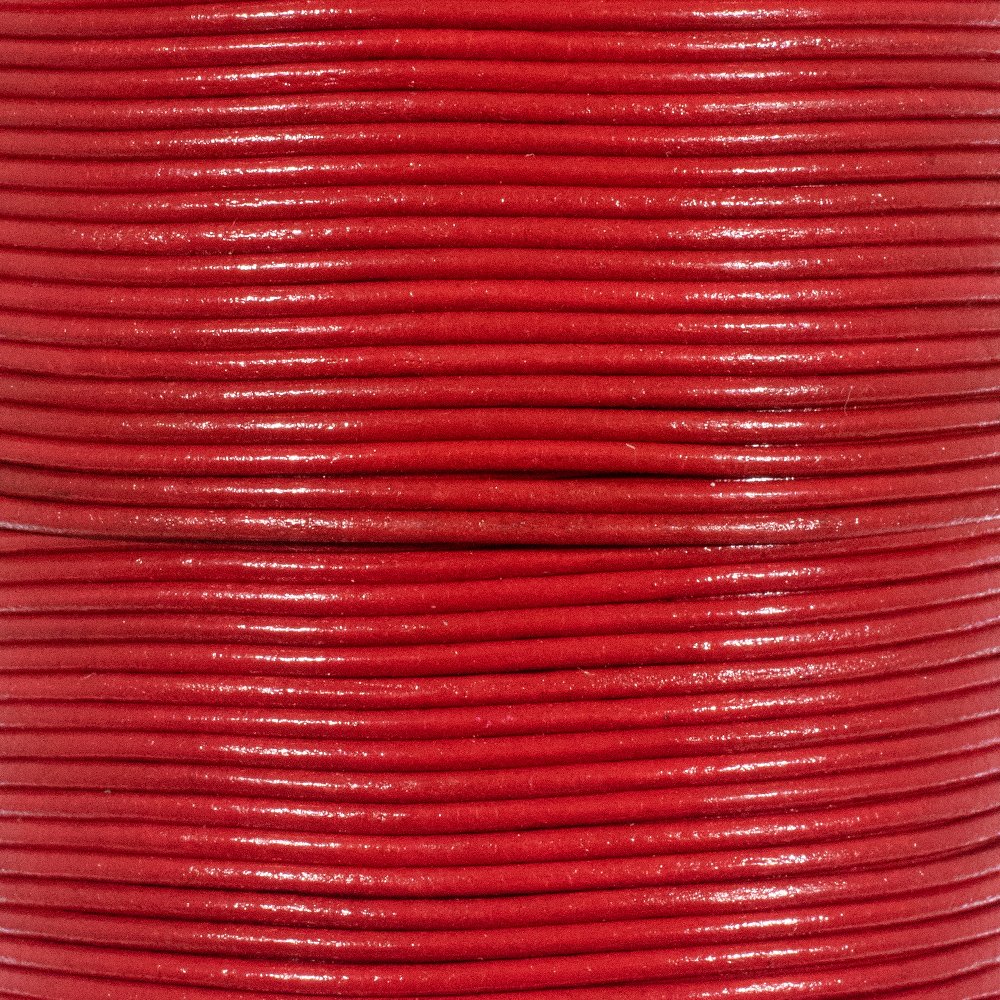 2mm Red Genuine Leather Cord - 25 Yards Solid Round Braiding String for Jewelry Making, DIY Crafts & Macrame Projects (2mm Thick, Real Leather)