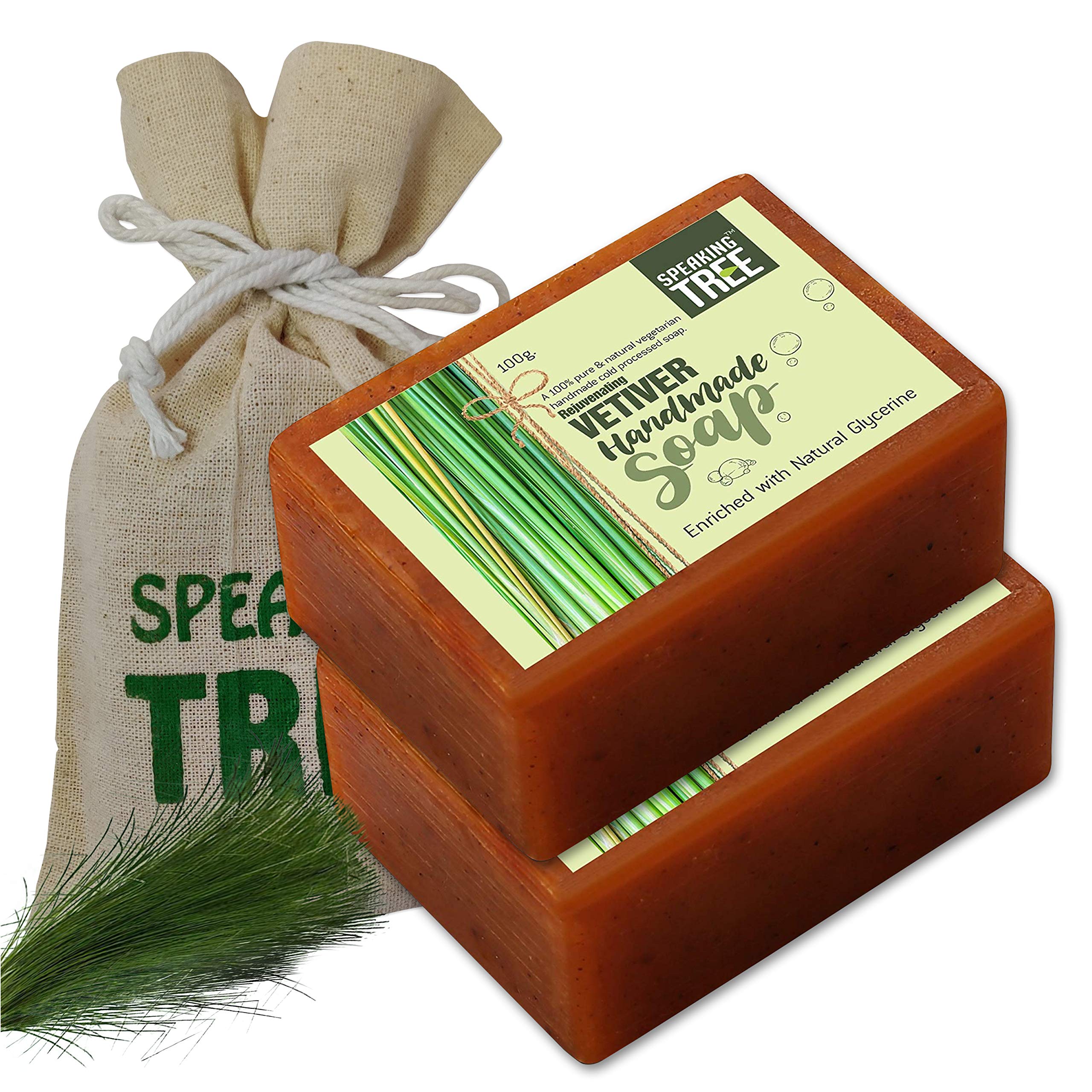 Rejuvenating Vetiver Handmade Soap - 100g (Pack of 2) | All Natural, Cold Processed Facial Cleanser for Radiant Skin | Organic Skincare, Vegan Soap for Daily Use & Spa Treatments