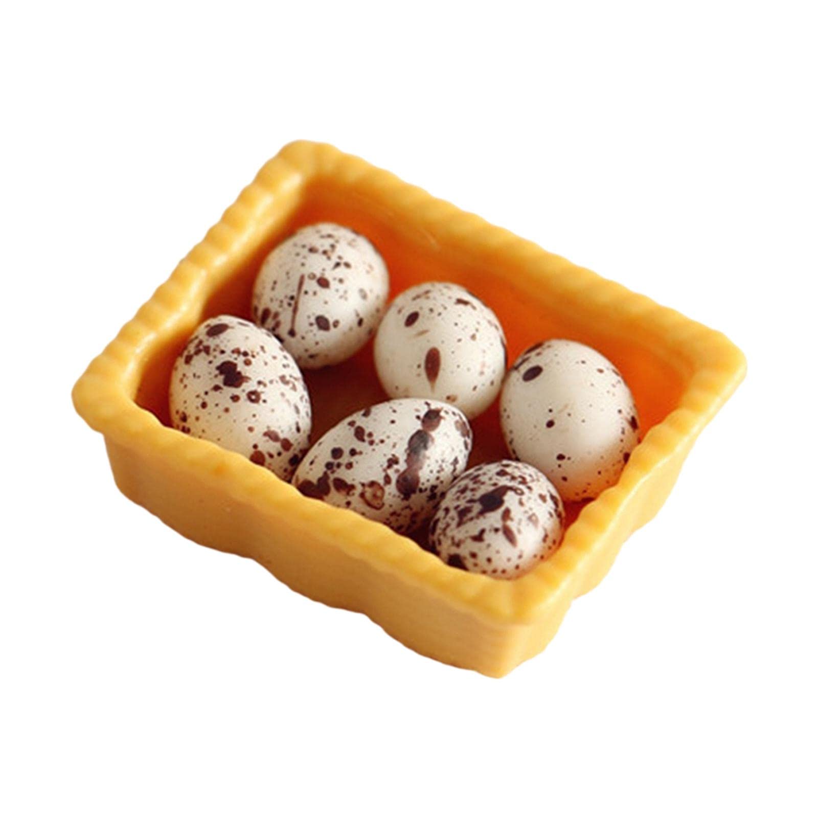 AMLESO 6-Piece Miniature Resin Eggs - 1:6 & 1:12 Scale Dollhouse Decor, Pretend Play Toys for Kids, Quail Egg Display Props - Perfect for Dollhouse Crafts, Miniature Scenes & Collectible Displays